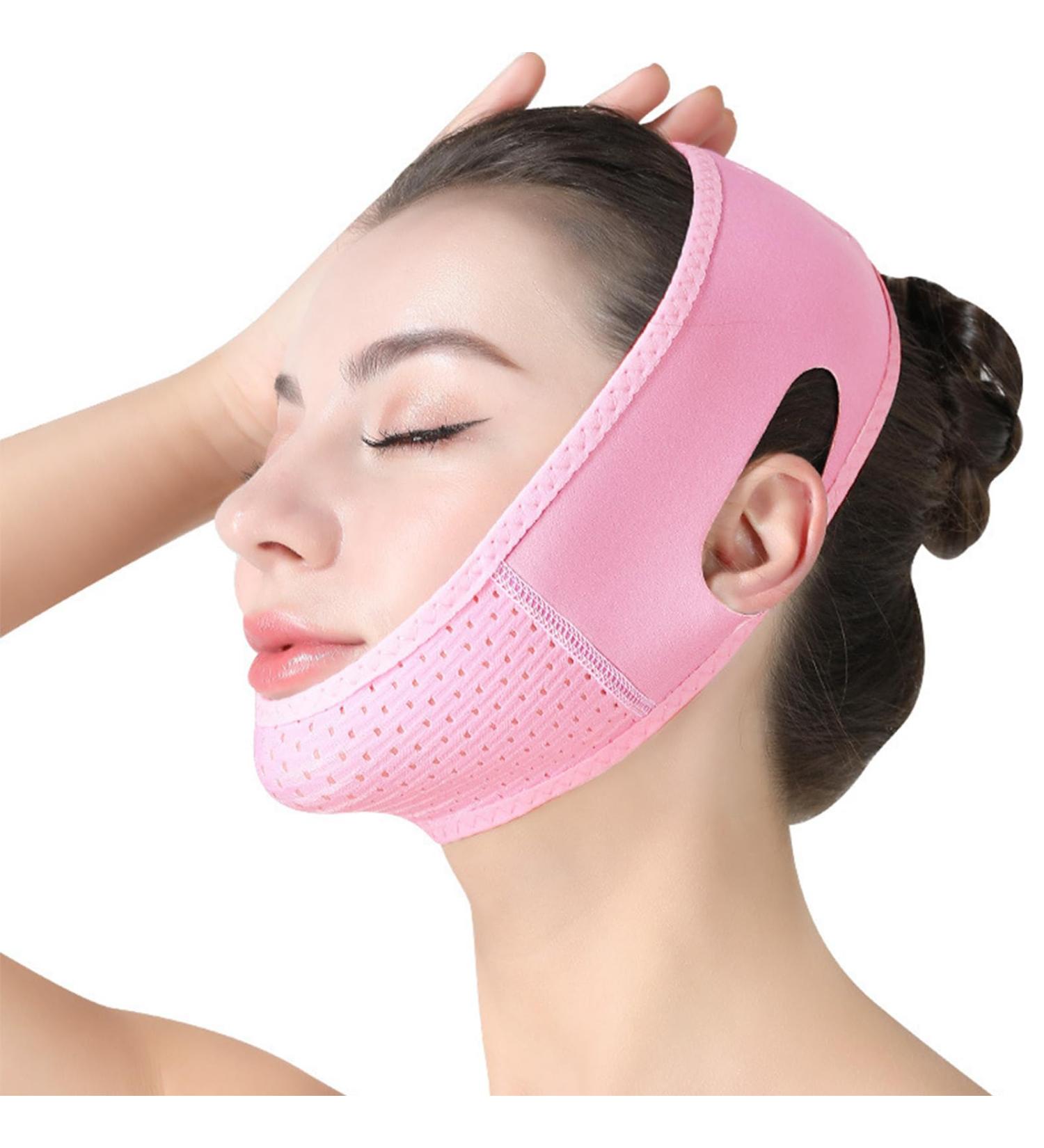 Double Chin Eliminator Chin Strap for Double Chin for Women Breathable and Comfortable V Line Lifting Mask for Women Double Chin Face Lift Prevent Sagging Get Rid of Double Chin (Pink) - Buy Online on SooperMarket.com
