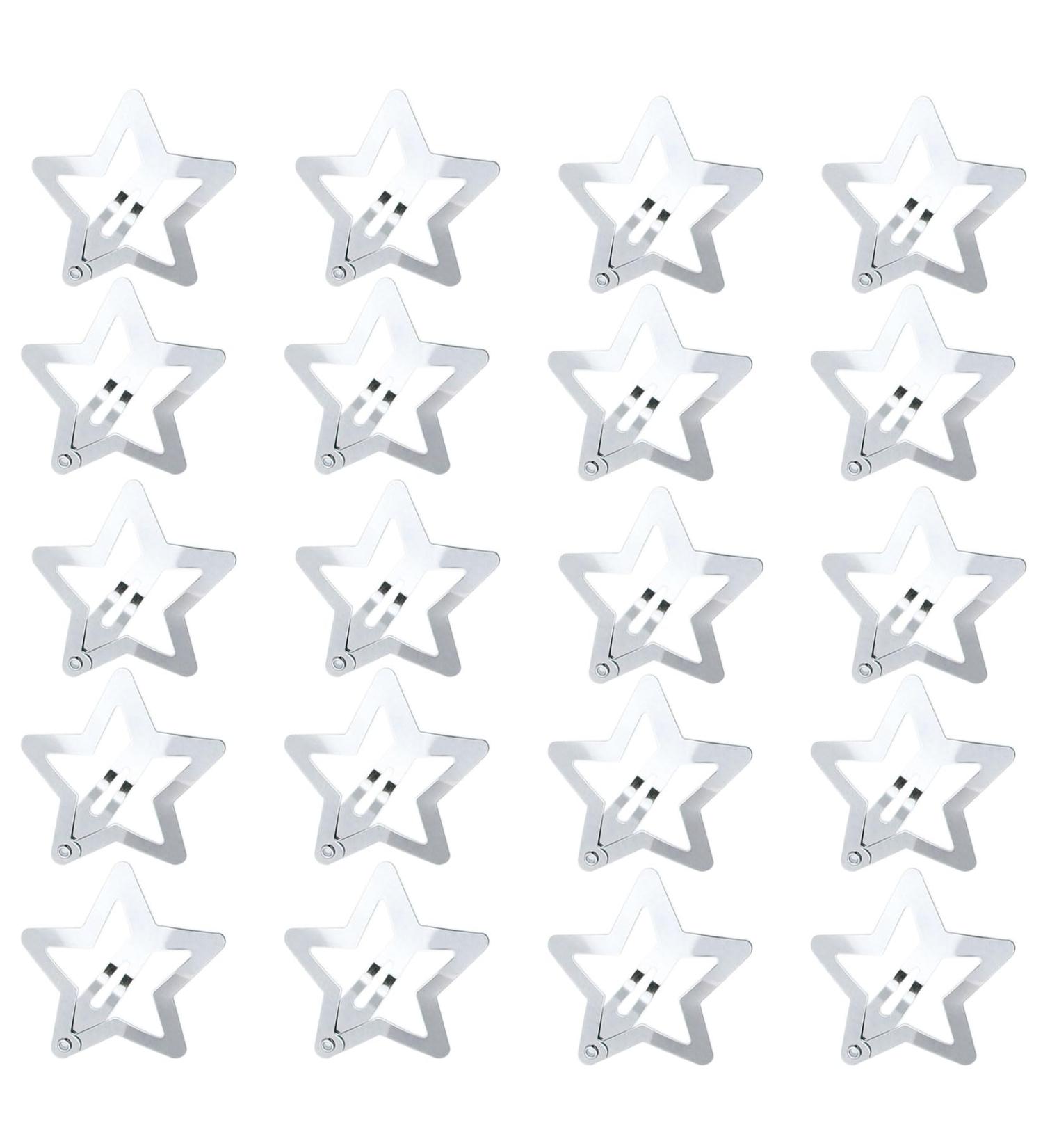 Star Hair Clips 20 Pieces Small Metal Snap Hair Clips Hair Barrettes Hair Accessories Silver - Buy Online on SooperMarket.com