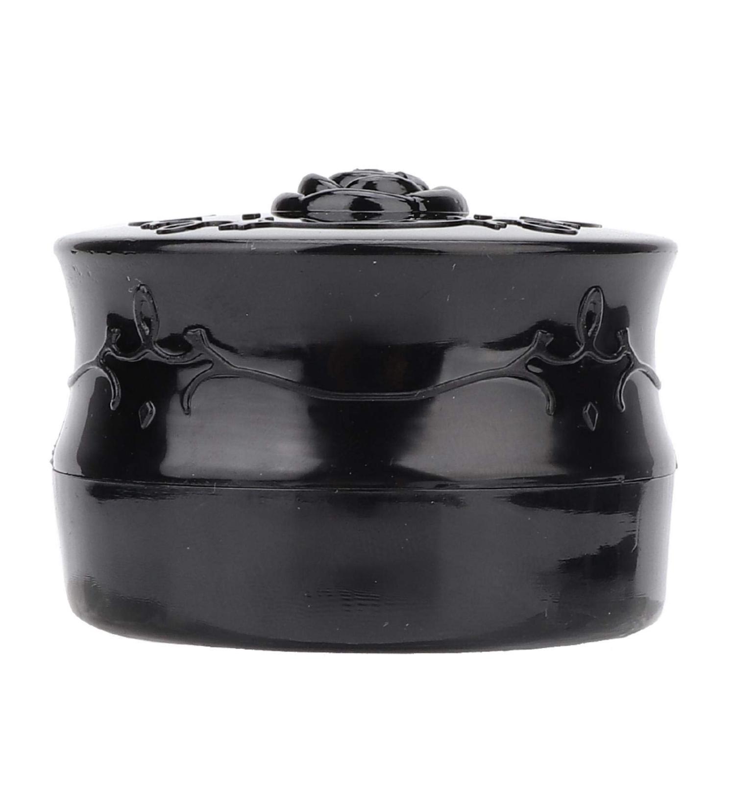 Vintage Rose Makeup Container - Empty Loose Powder Dispenser & Cosmetic Case with Puff (Black) | International Shipping Available - Buy Online on SooperMarket.com