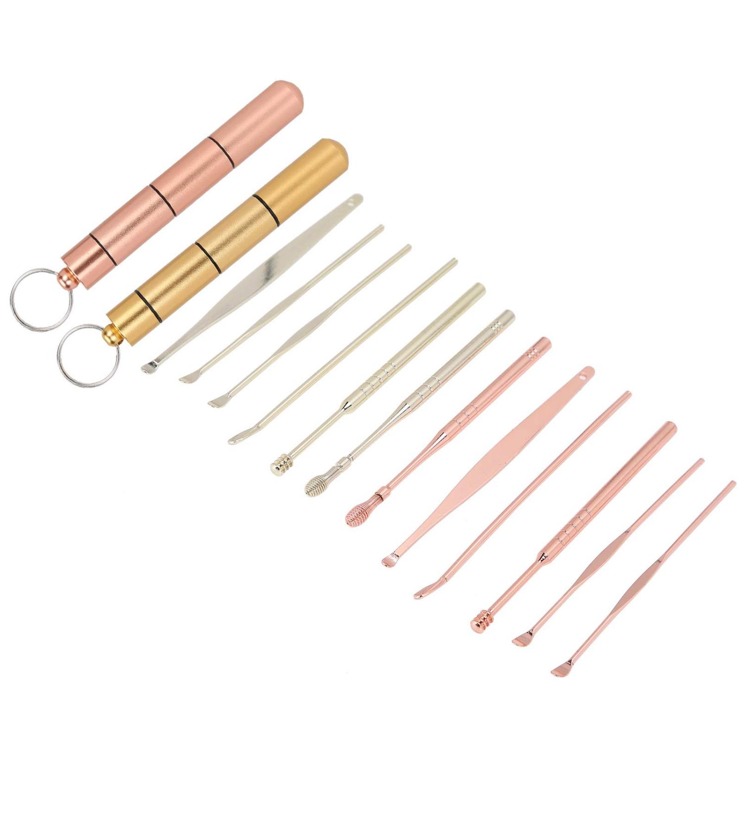 Stainless Steel Earwax Removal Kit with Storage Box - Rose Gold/Golden - Buy Online on SooperMarket.com