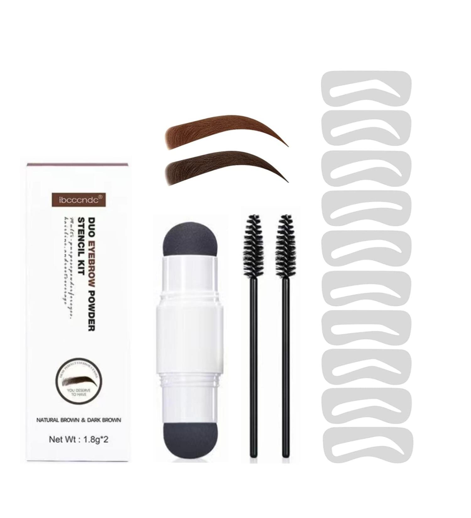 Double Eyebrow Stamp Kit | 10 Eyebrow Stencils for Perfect Shaping | Natural & Dark Brown Makeup Set - Buy Online on SooperMarket.com