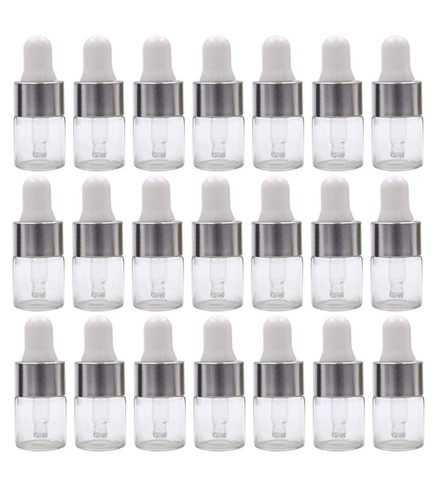 ConStore 50pcs Clear Glass Dropper Bottles Mini Essential Oil Vials | 2ml Refillable DIY Cosmetic Containers | Empty Lotion Sample Bottles with Glass Eye Dropper for Liquid Perfumes - Buy Online on SooperMarket.com