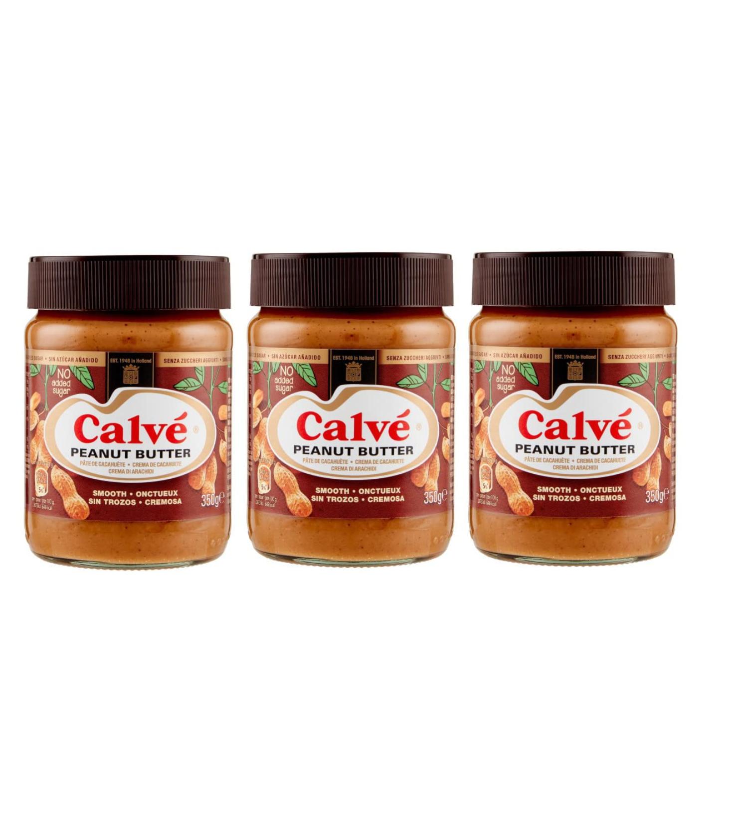 Calv Pindakaas Peanut Butter Spread Peanut Glass 3 x 350 g - Buy Online on SooperMarket.com