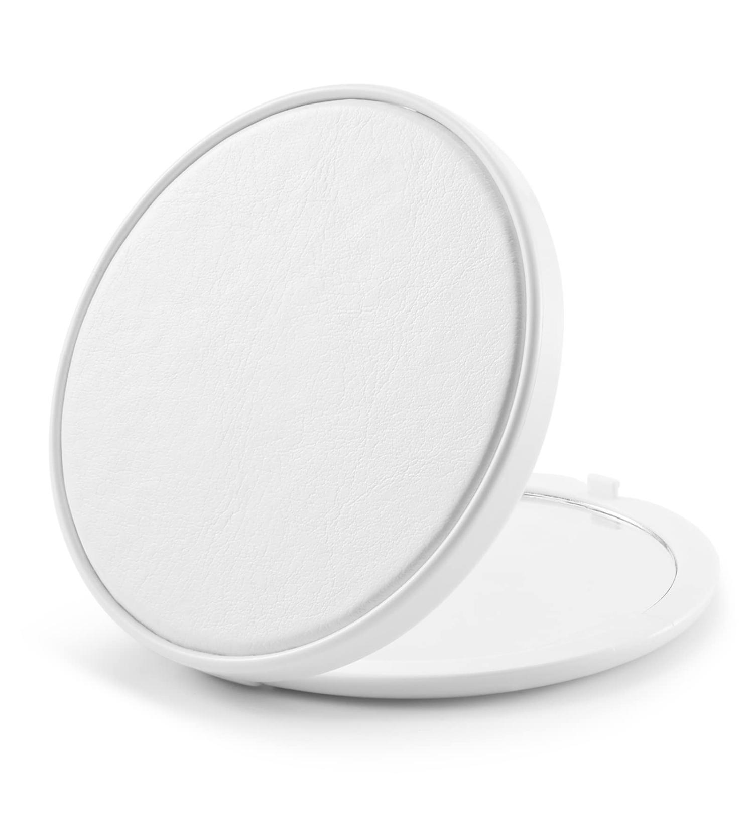 Getinbulk Compact Mirror Bulk - Double-Sided 1X/3X Magnifying PU Leather Makeup Mirror - White, 2.7 inches - Buy Online on SooperMarket.com
