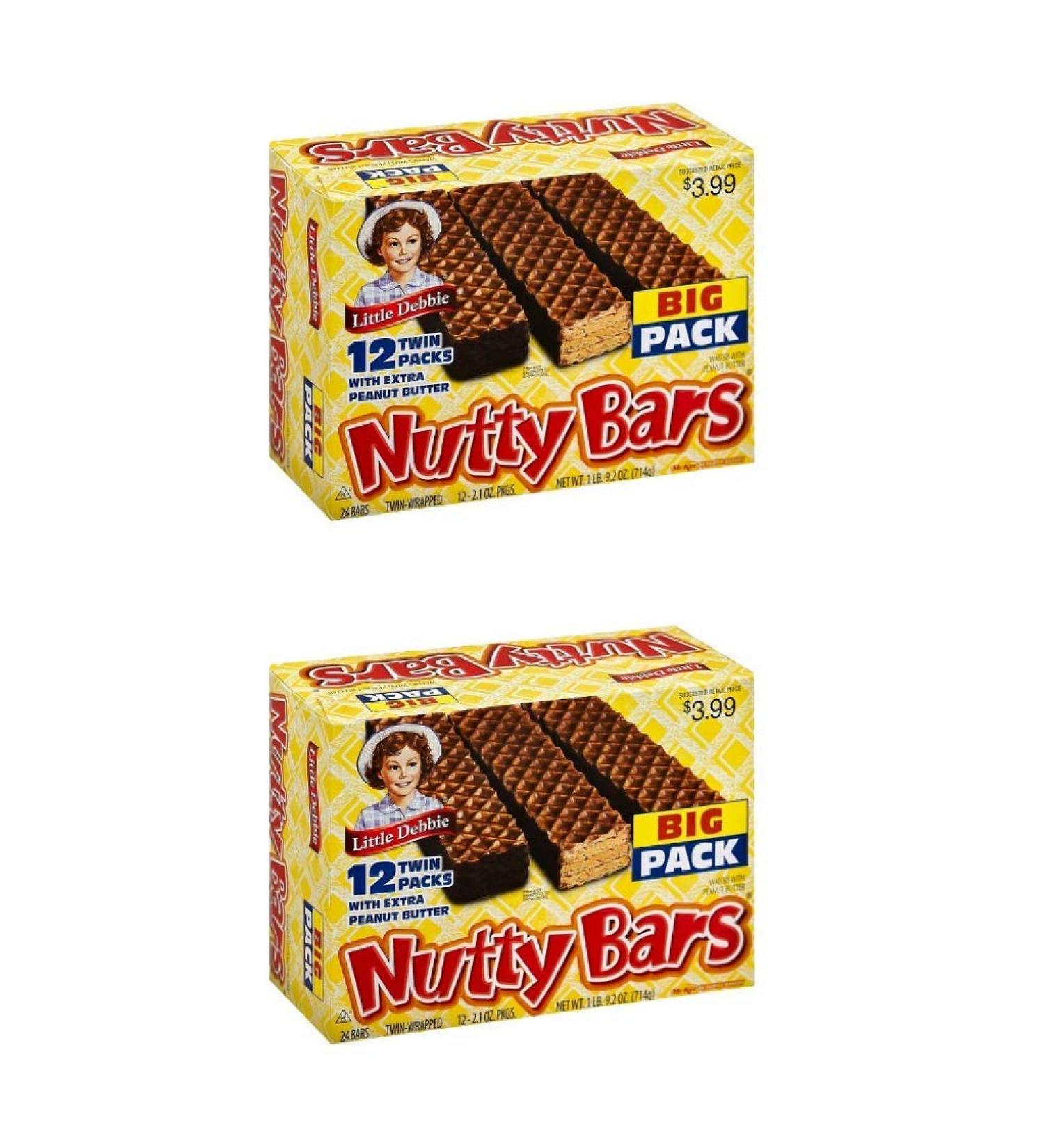 Little Debbie Nutty Bars - 24 Twin-Packs (2 Boxes of 12 Twin-Packs) | Delicious Snack for Anytime - Buy Online on SooperMarket.com