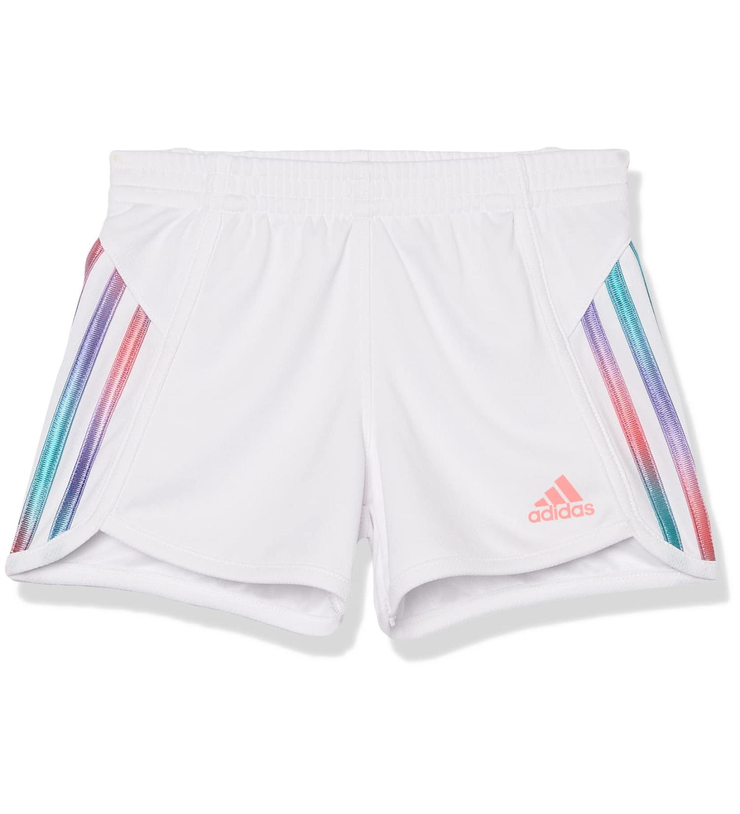 adidas Girls' Large White 3 Stripe Mesh Shorts with Elastic Waistband - Buy Online on SooperMarket.com