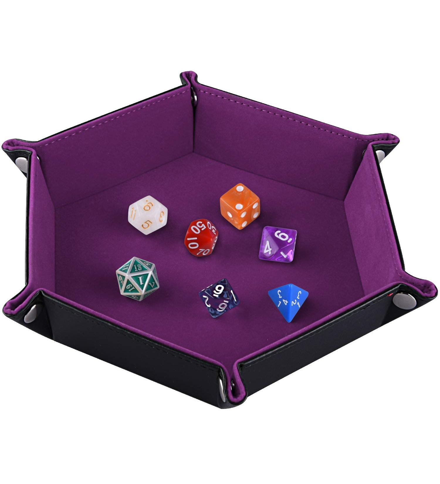 SIQUK Double Sided Dice Tray - Folding Hexagon PU Leather and Velvet Holder - Buy Online on SooperMarket.com