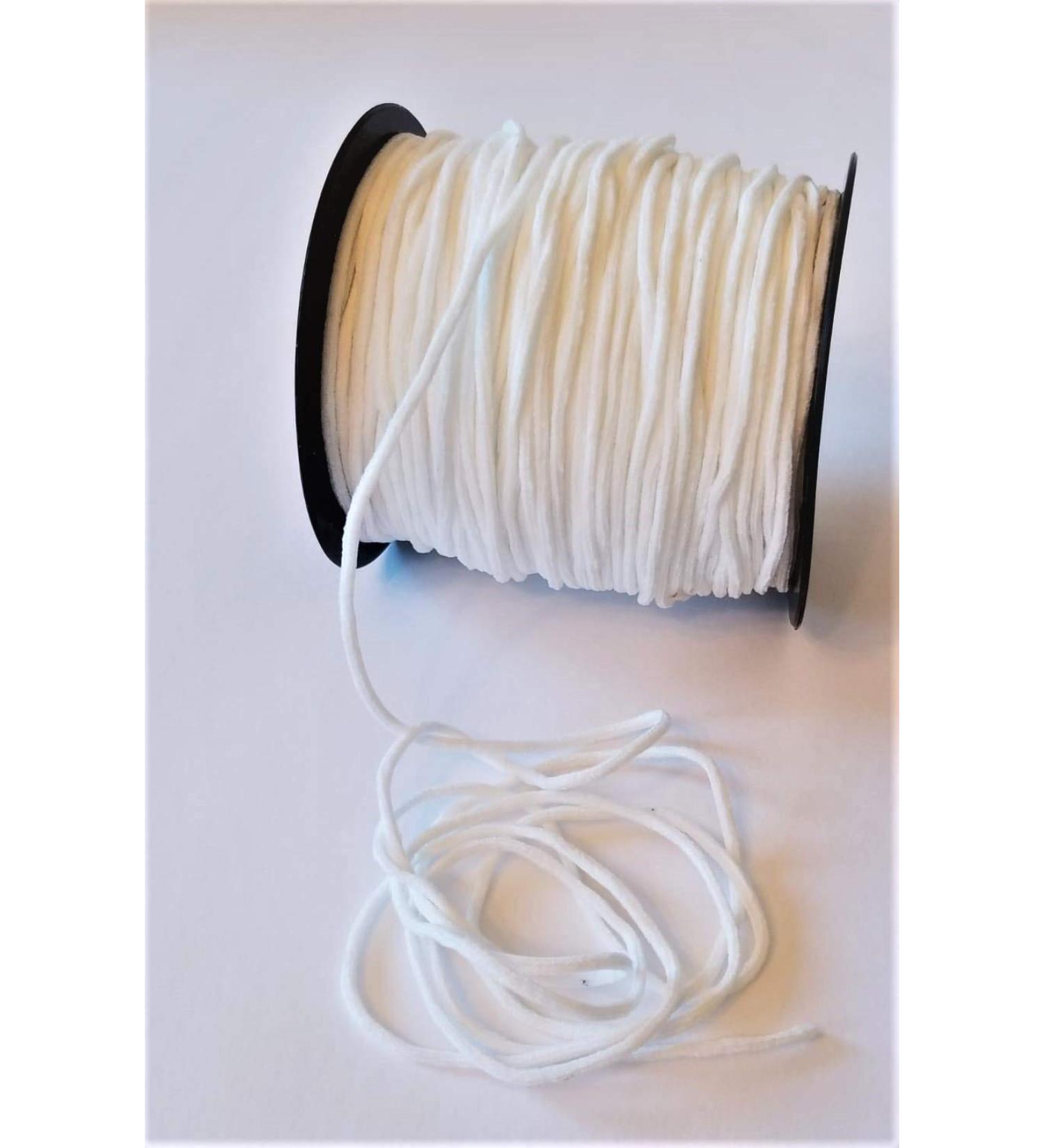 110 Yard 1/8 Inch Elastic Strap Earloop Cord Round Ear Tie Rope for Crafts - White 3mm - Buy Online on SooperMarket.com