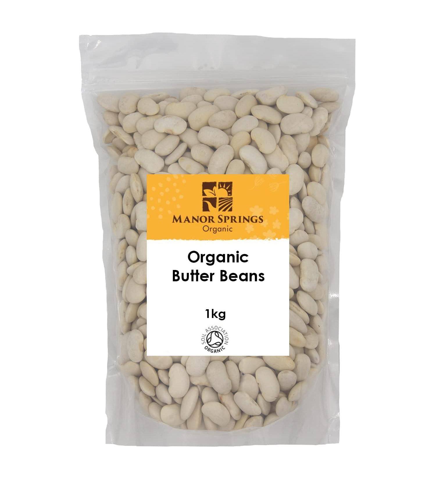Organic Butter Beans 1kg by Manor Springs Organic - Buy Online on SooperMarket.com