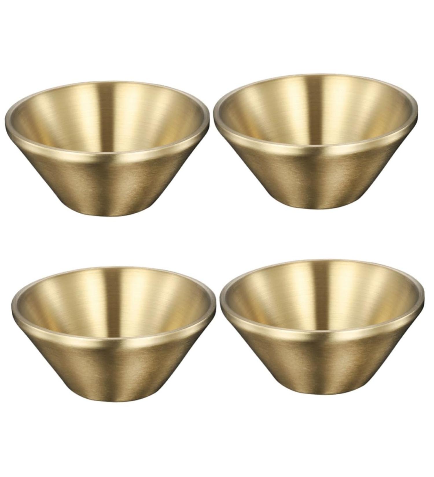 Zerodeko 4pcs Double Layer Insulation Bowl Camping Bowls Noodle Bowl Decorative Soup Bowl Dishes Reusable Ice Cream Bowls Korean Soup Noodles Stainless Steel Bowl Toddler Anti-Scald Pasta 12X12X5.8CMx4pcs Goldenx4pcs - Buy Online on SooperMarket.com