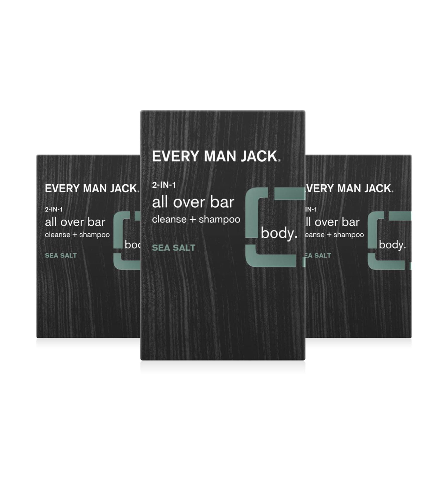 Every Man Jack Men's 2-in-1 All Over Bar - Sea Salt (Pack of 3) | Parabens-free, Pthalate-free, Dye-free | Cruelty Free & Eco-Friendly Packaging - Buy Online on SooperMarket.com