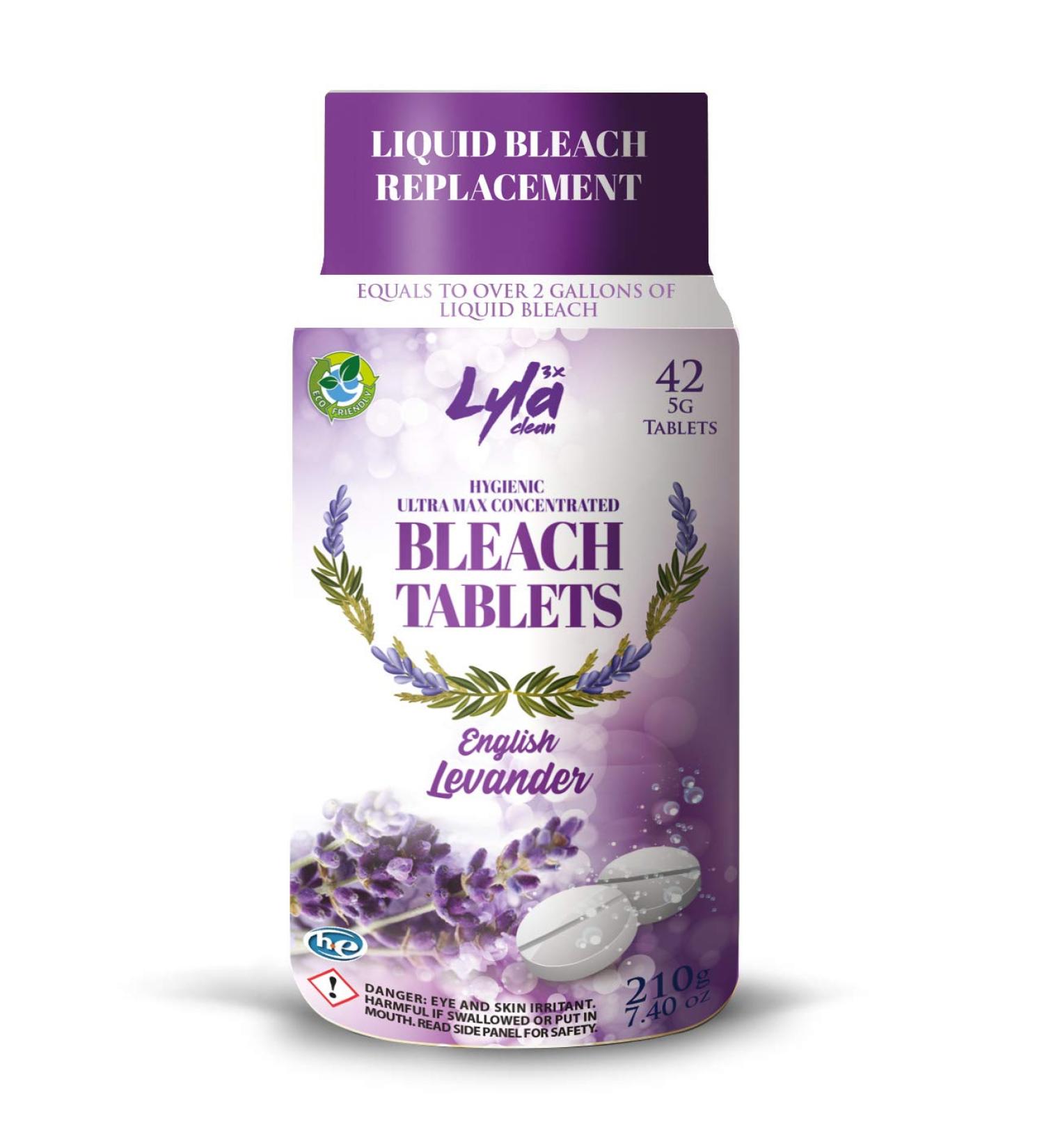 Ultra Max Concentrated Water Activated Bleach Tablets for Laundry and Cleaning. 42 Tablets 7.4 OZ Phosphate Free Replaces Liquid Bleach (English Lavender)