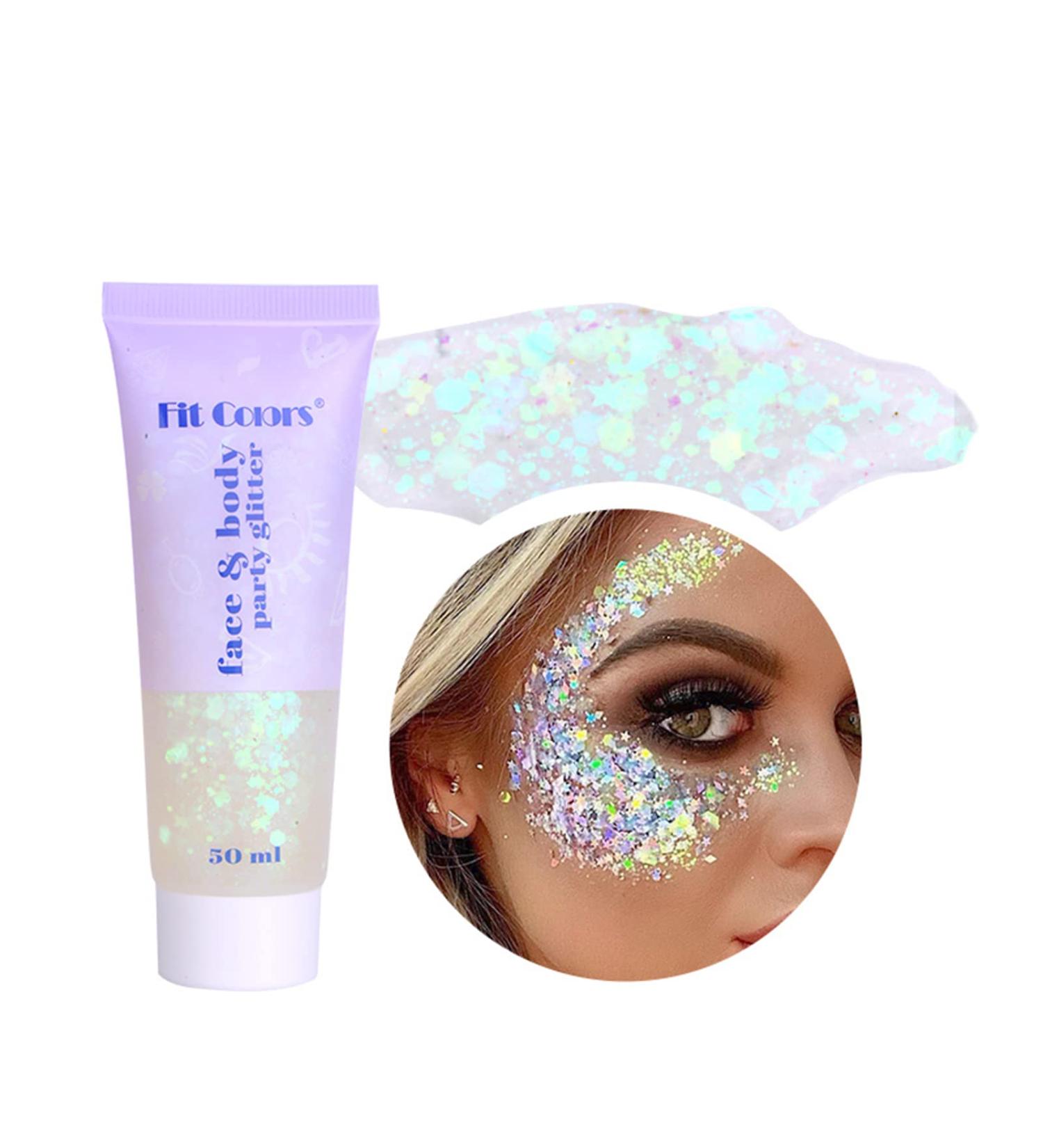 AKARY White Mermaid Scale Glitter Gel - Long-Lasting Holographic Chunky Glitter for Body, Hair, Face, Nails, Eyes - Fairy Costume Makeup for Women - Buy Online on SooperMarket.com