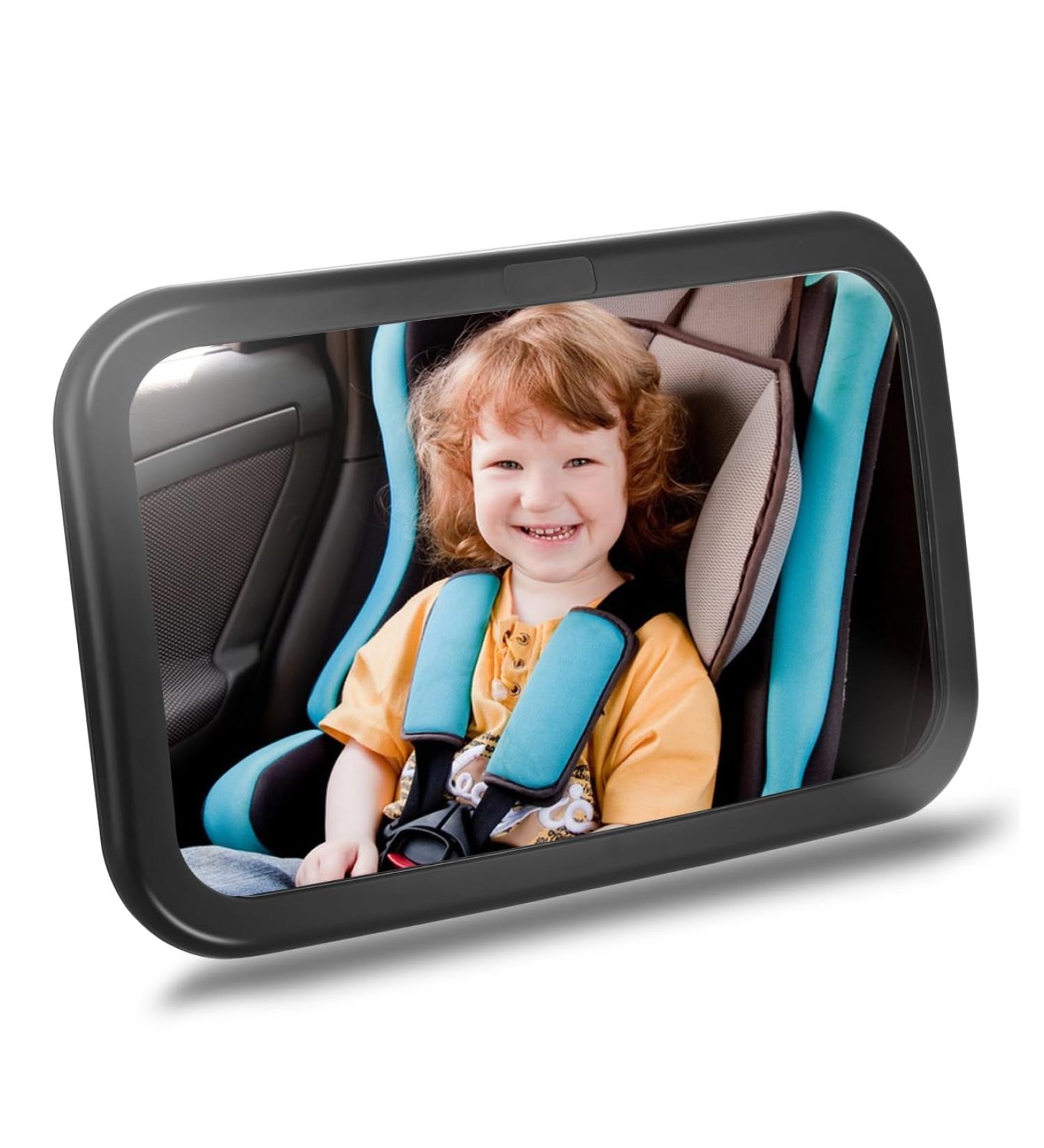 Shatterproof Baby Car Mirror for Backseat | Adjustable Rear View Mirror for Infants, Kids, and Pets - Black - Buy Online on SooperMarket.com