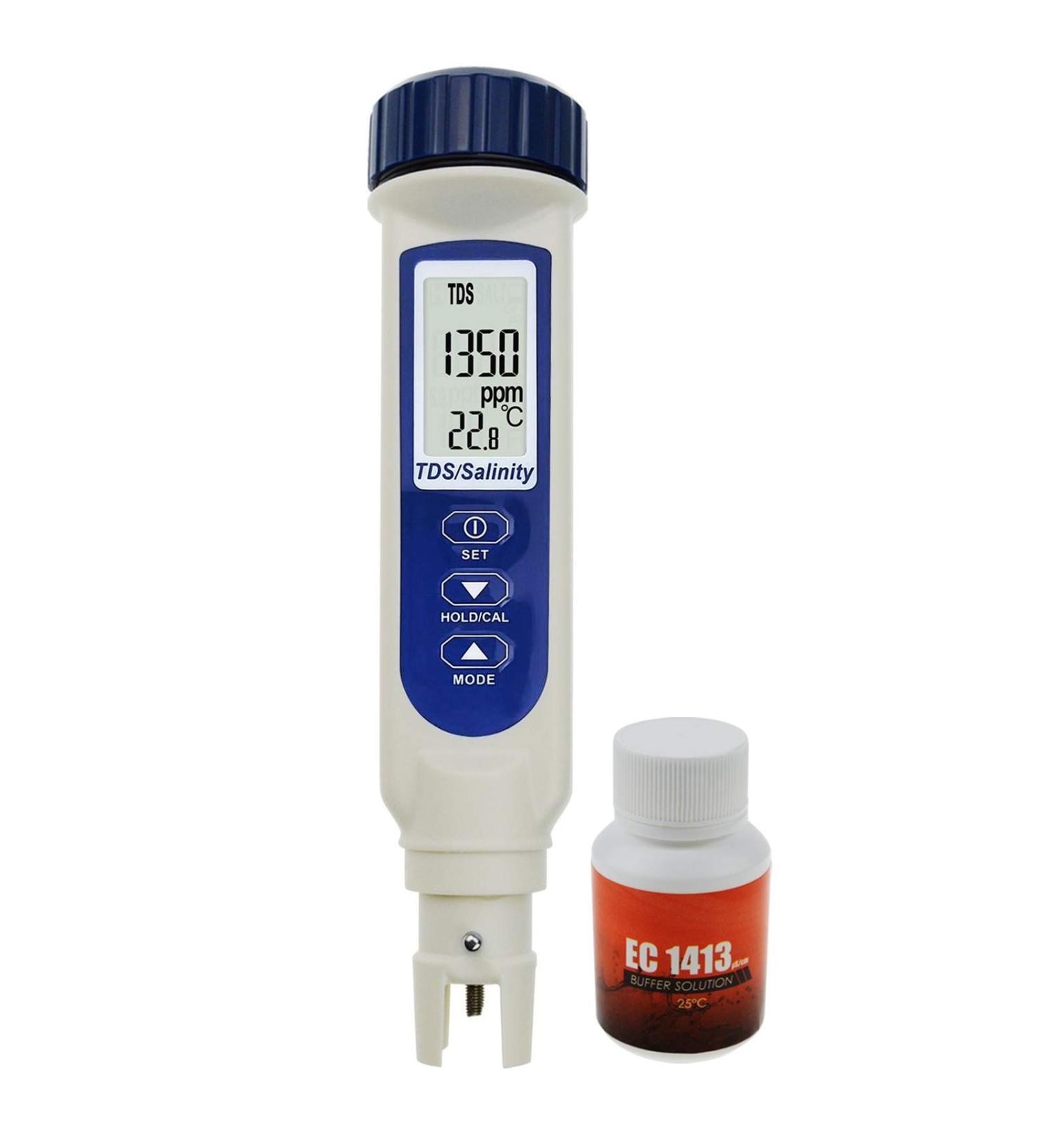 High Accuracy Salinity Tester with Automatic Calibration for Salt Water - Portable Salinity/TDS/Temperature Meter for Pool and Aquarium - Includes Salinity Calibration Solution - Best Salinity/TDS & Temp. Meter - Buy Online on SooperMarket.com