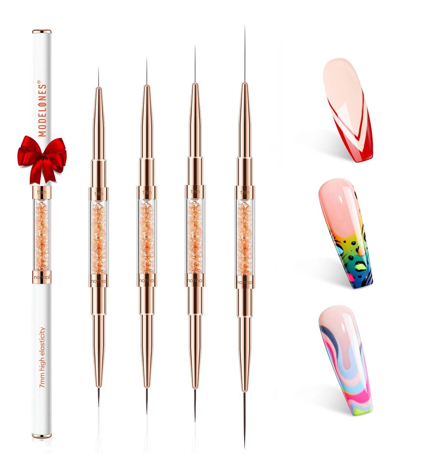 Modelones Nail Art Brushes Set - Super Fine Thin Liner Brushes (7/11/15/20mm) for Gel Nail Art & Design - Perfect Gift for Women - Buy Online on SooperMarket.com