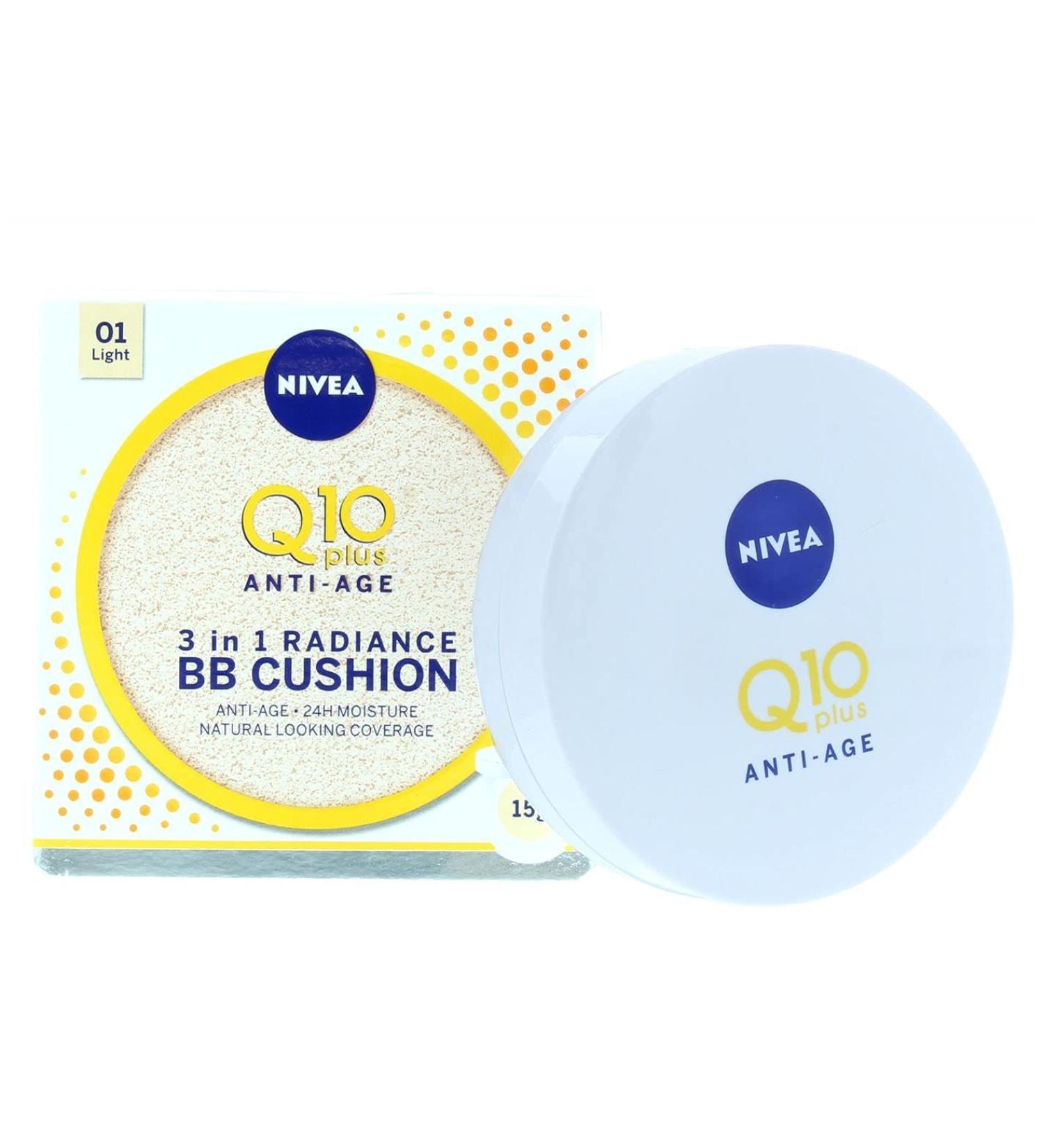 NIVEA Q10 Anti-Ageing BB Cream Cushion Light 15g - 24H Anti-Wrinkle Moisturizer - Buy Online on SooperMarket.com