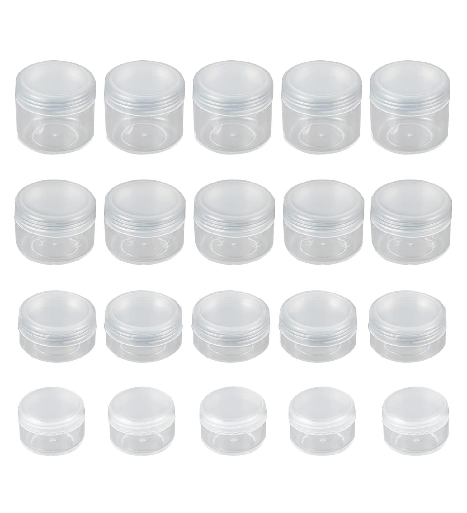 Liujzzi 20-Piece Travel Cosmetic Container Set | Glass Pots with Clear Lids for Creams Samples & Makeup Storage (5g 10g 15g 20g) - Buy Online on SooperMarket.com