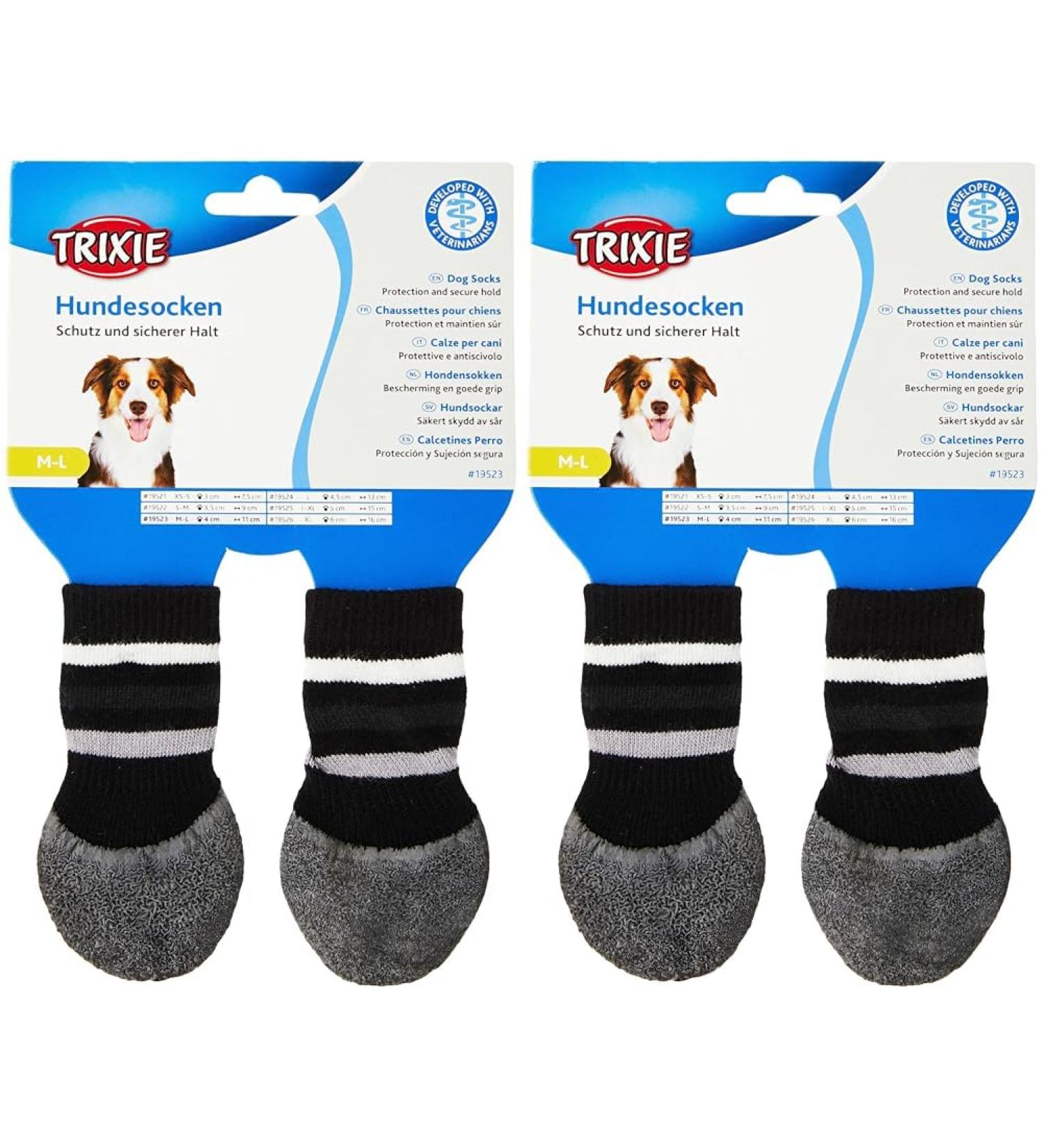 TRIXIE 19523 Dog Socks - Anti-Slip Black Medium/Large (Pack of 2) - Perfect for Indoor and Outdoor Use - Buy Online on SooperMarket.com