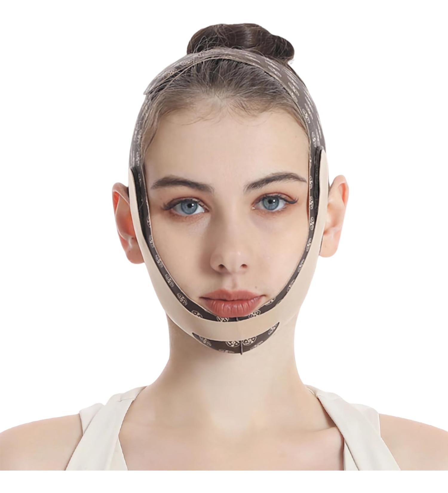 Reusable V Line Lifting Mask & Chin Strap for Women - Prevent Sagging & Tone Jaws (Brown) - International Shipping Available - Buy Online on SooperMarket.com