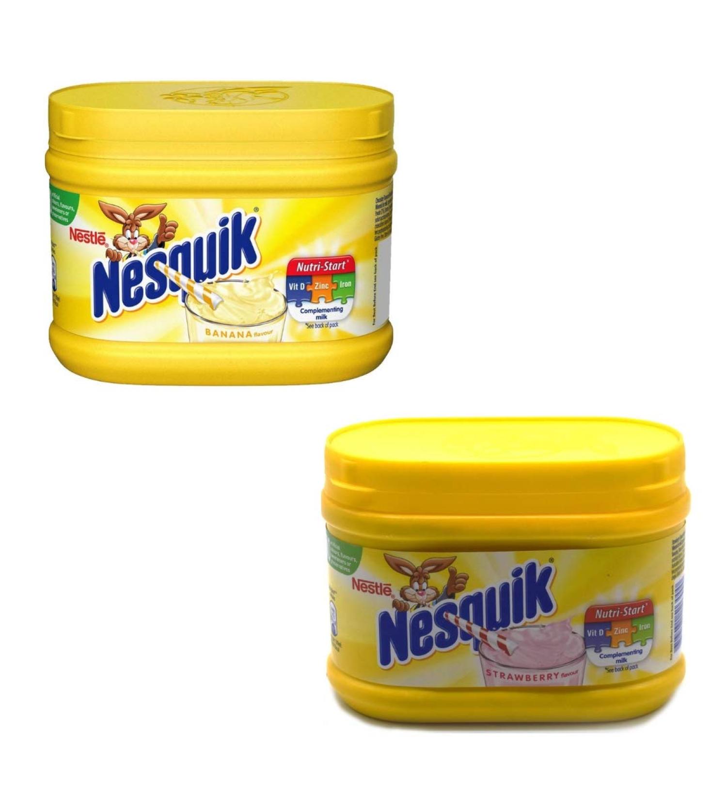 Nesquik Strawberry and Banana Flavour Bundle - 2 x 300g Tubs | Delicious Classic Flavours for Your Milk - Buy Online on SooperMarket.com
