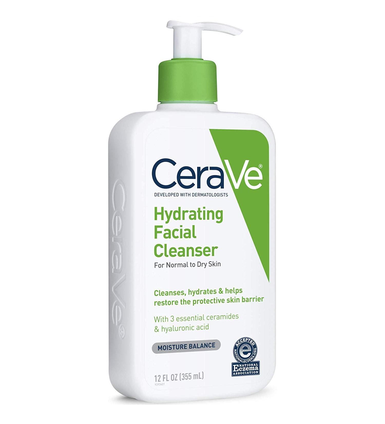 CeraVe Hydrating Facial Cleanser 12 fl oz - Gentle Moisturizing Cleanser for All Skin Types - Buy Online on SooperMarket.com