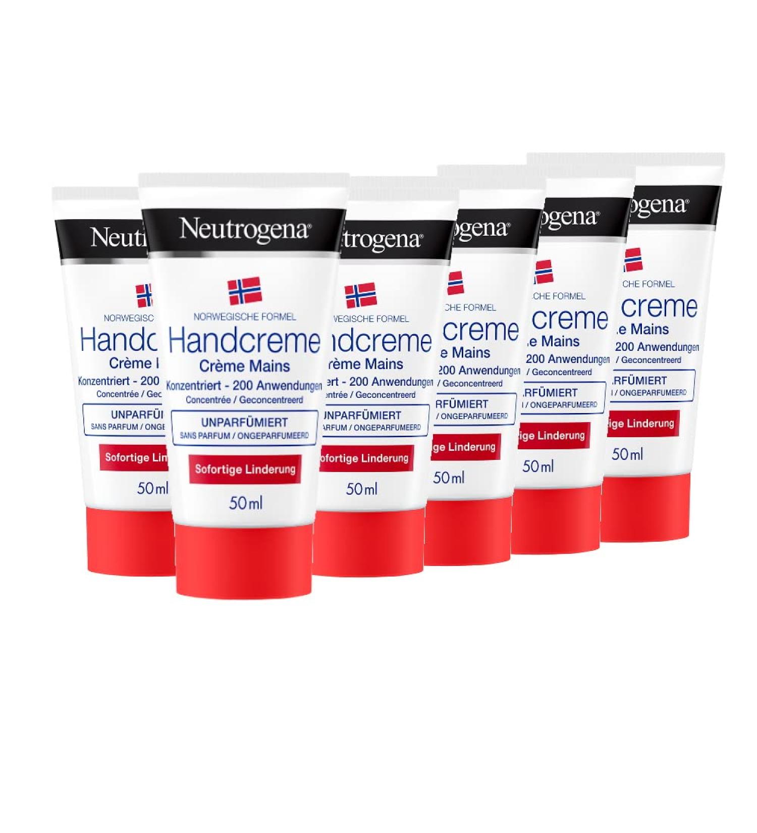 Neutrogena Norwegian Formula Hand Cream - Unscented 6x50ml | Best for Very Dry Hands - International Shipping Available - Buy Online on SooperMarket.com