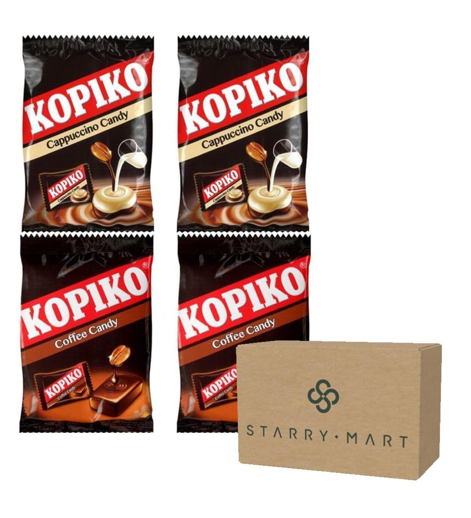 Kopiko Coffee Hard Candy Snacks - Original & Cappuccino Flavour 100g by Starry Mart (Pack of 4) (Original Coffee x 2 & Cappuccino x 2) - Buy Online on SooperMarket.com