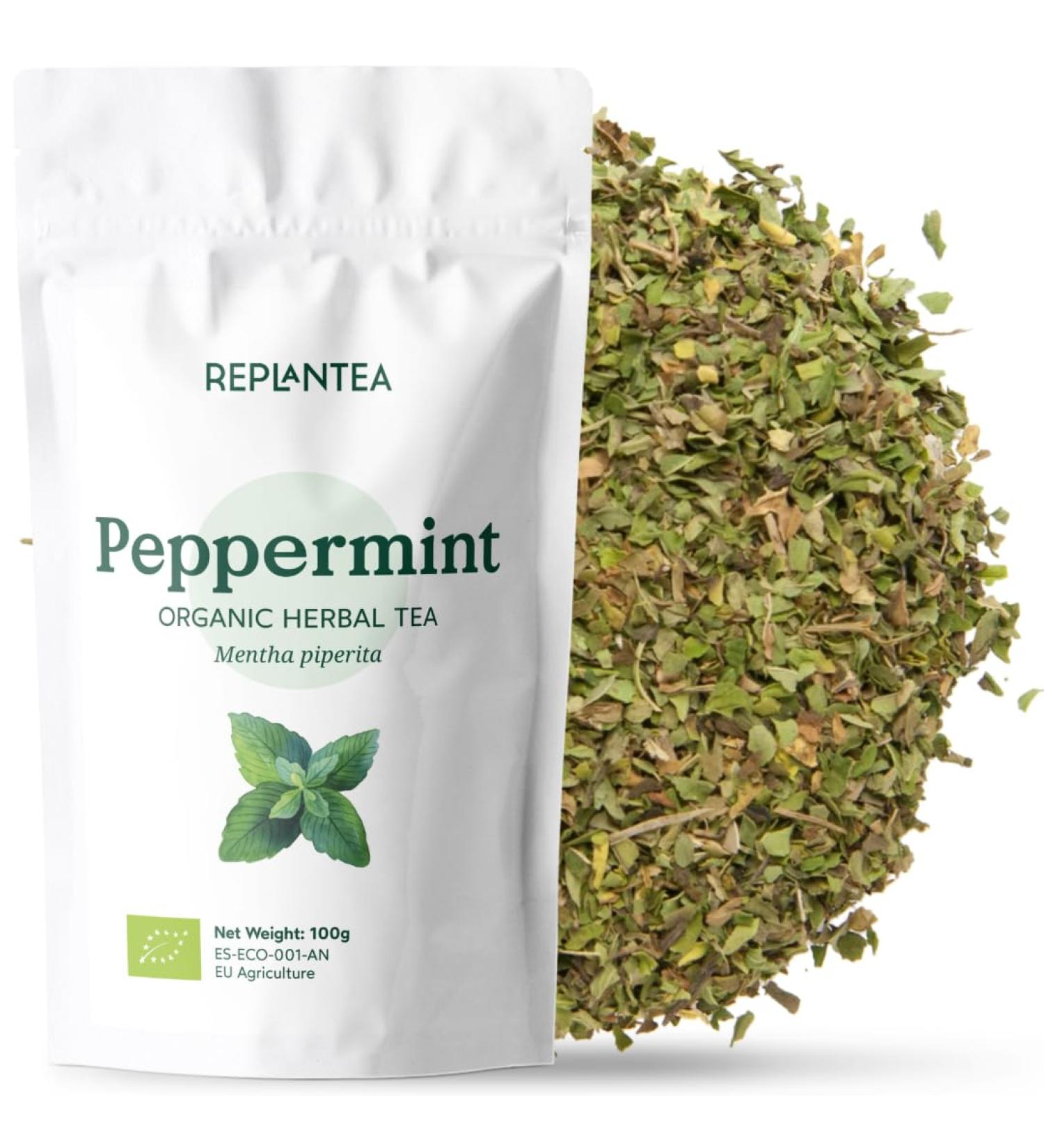 Mint Tea Loose Leaf Organic 100g (50 Cups) | Peppermint Loose Herbal Tea REPLANTEA - Buy Online on SooperMarket.com