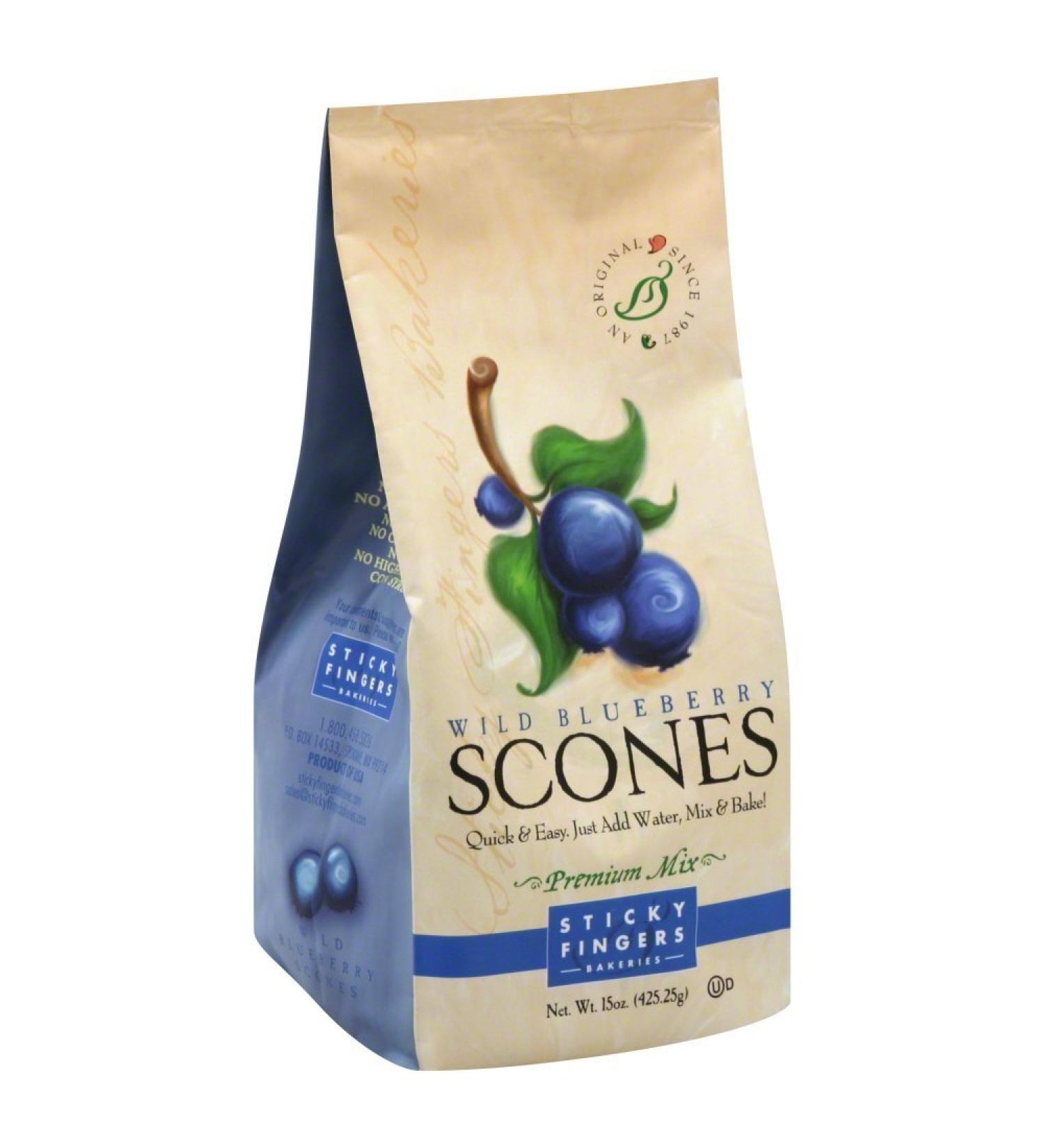 Sticky Fingers Bakeries Wild Blueberry Scone Mix (Pack of 6) - Just Add Water, 15 oz - Buy Online on SooperMarket.com