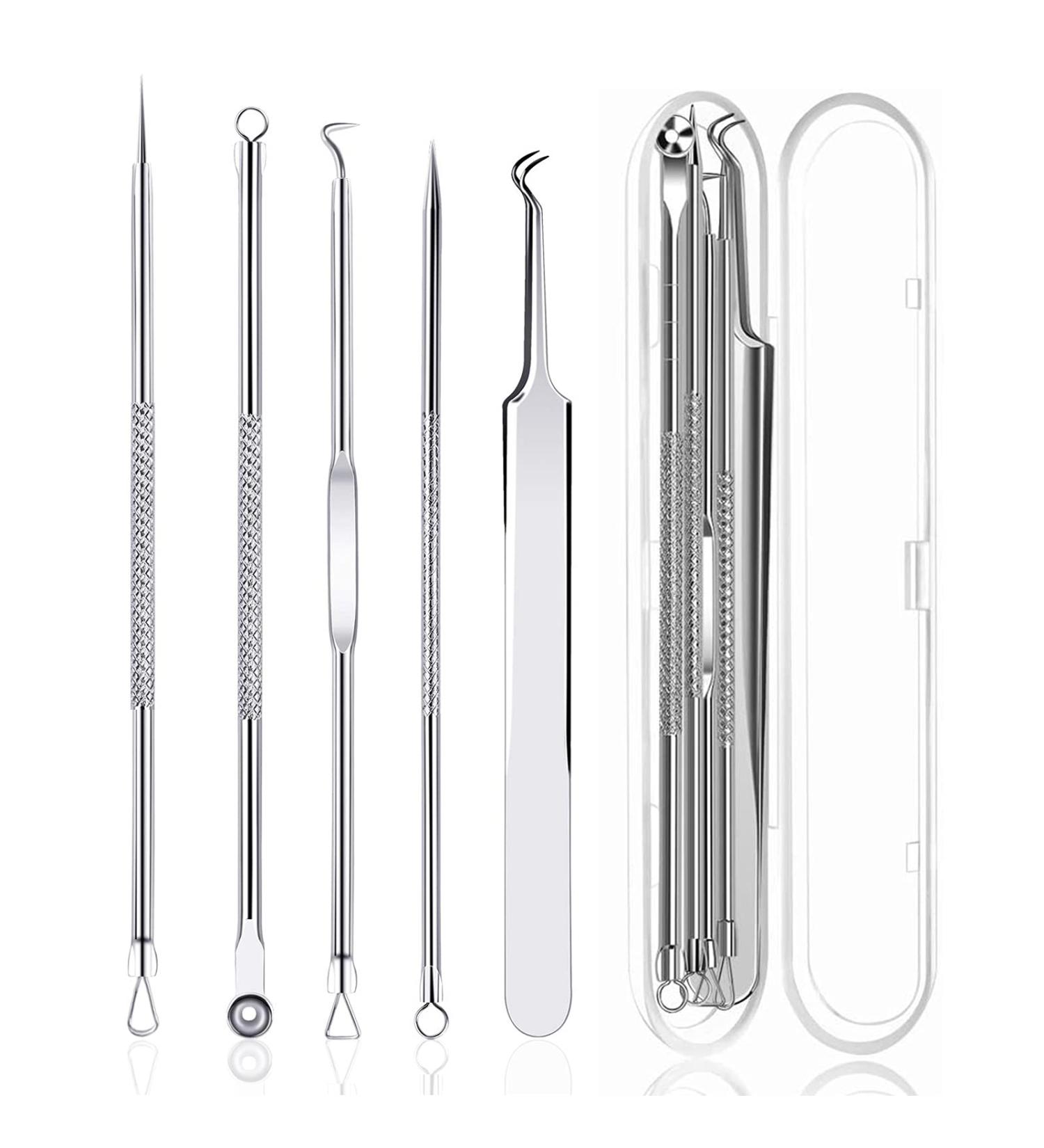 Pimple Popper Blackhead Remove Tool Comedone Extractor Tweezers Set Stainless Steel Acne Spot Pimple Popping Kit with Box(5 Piece) - Buy Online on SooperMarket.com