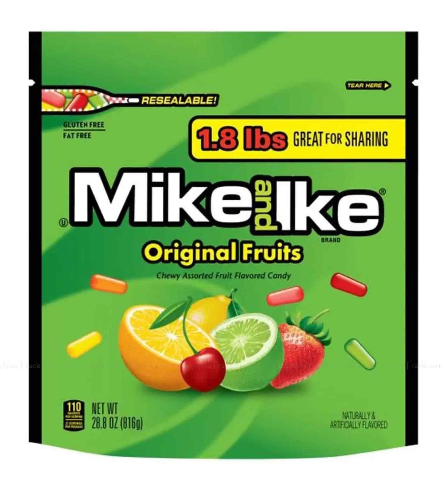 Mike & Ike Original Fruity Sweets Chewy Candy Snack Bag Mix Flavours Pack 816g - Buy Online on SooperMarket.com