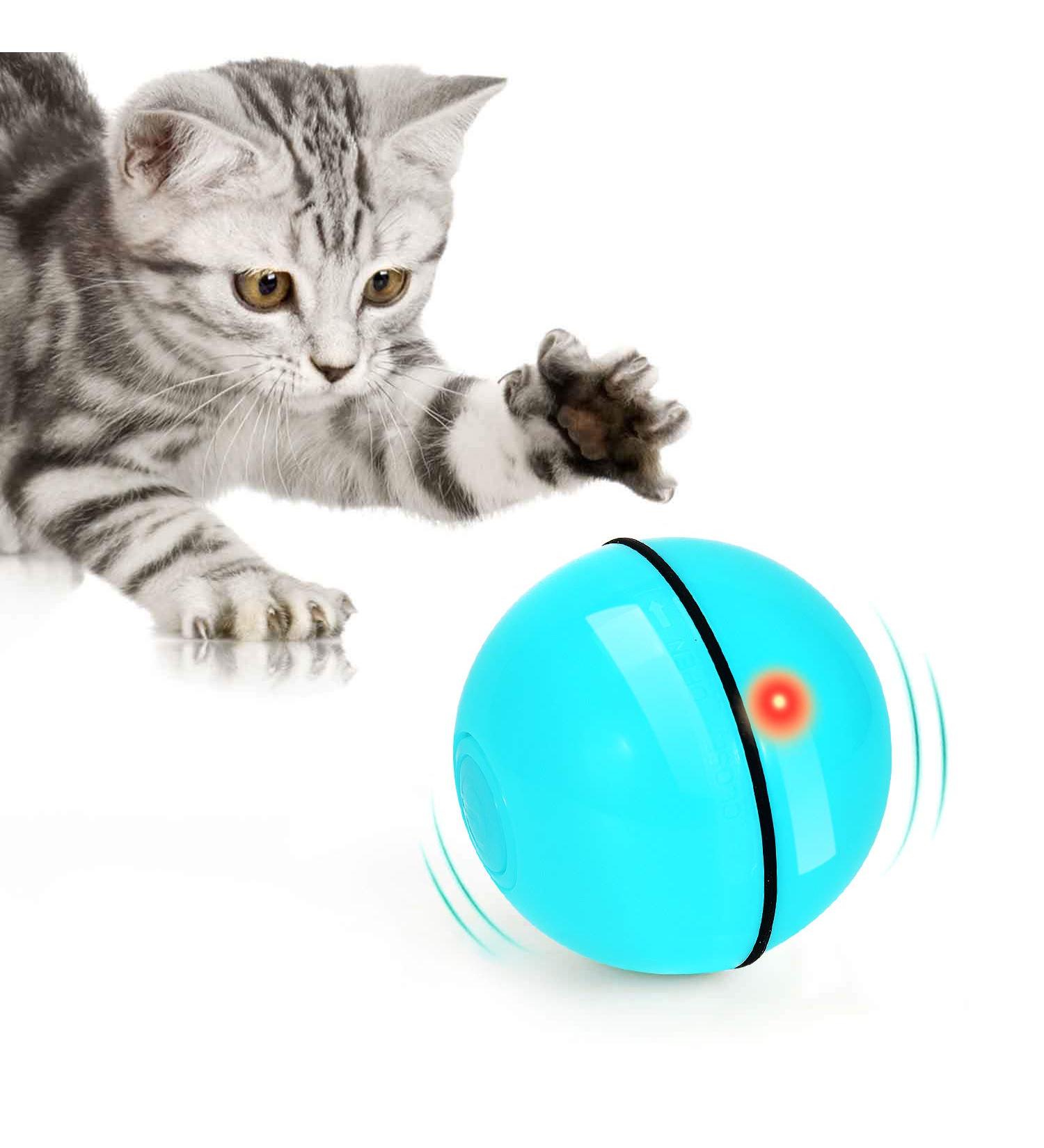 WWVVPET Interactive Cat Toy Ball with LED Light - 360 Self-Rotating USB Rechargeable | Fun Hunting Instinct Stimulation for Cats - Buy Online on SooperMarket.com