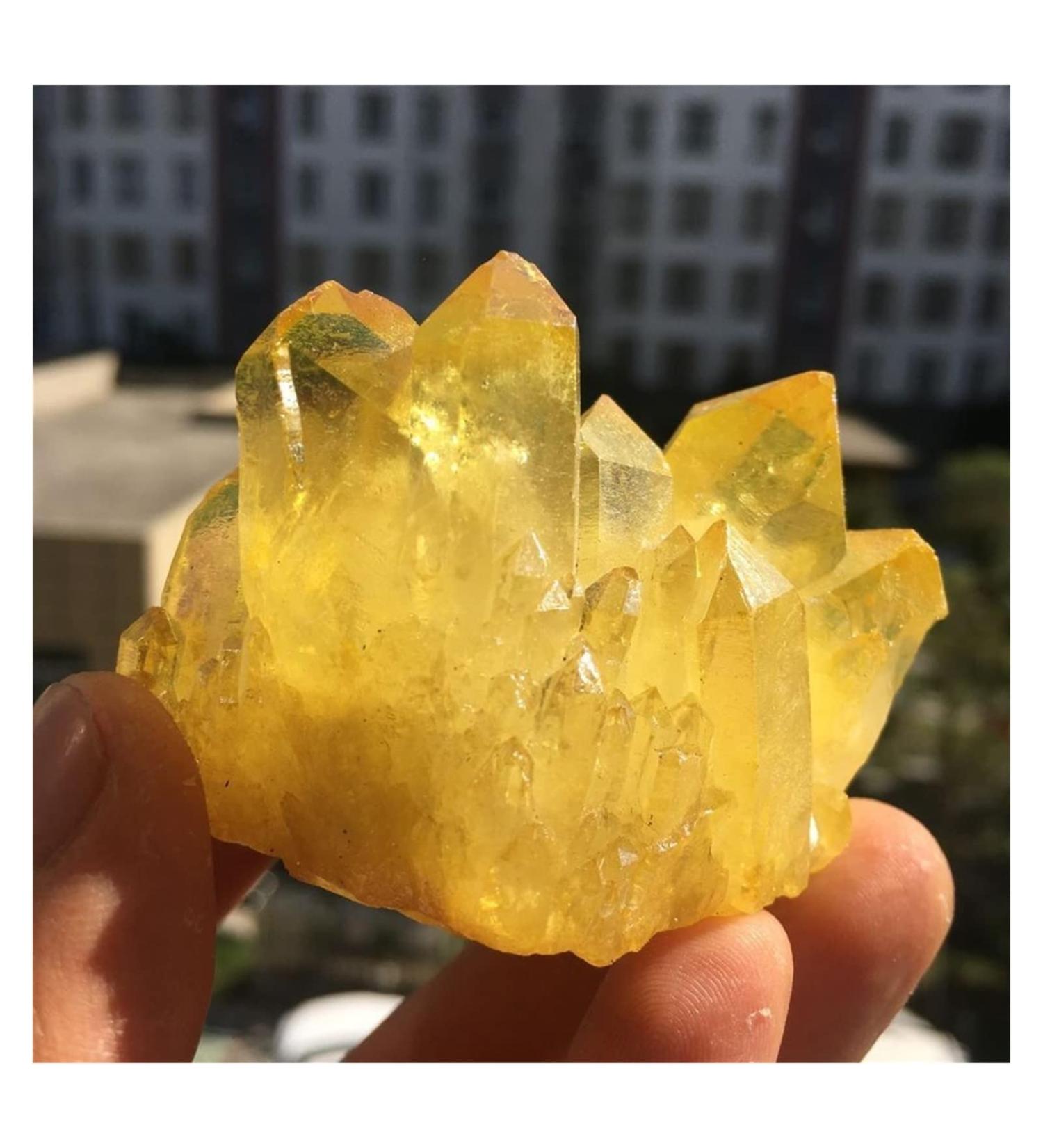 Natural Crystal Rough Beautiful Lemon Yellow Plated Quartz Crystal Clusters 90-100g - Buy Online on SooperMarket.com