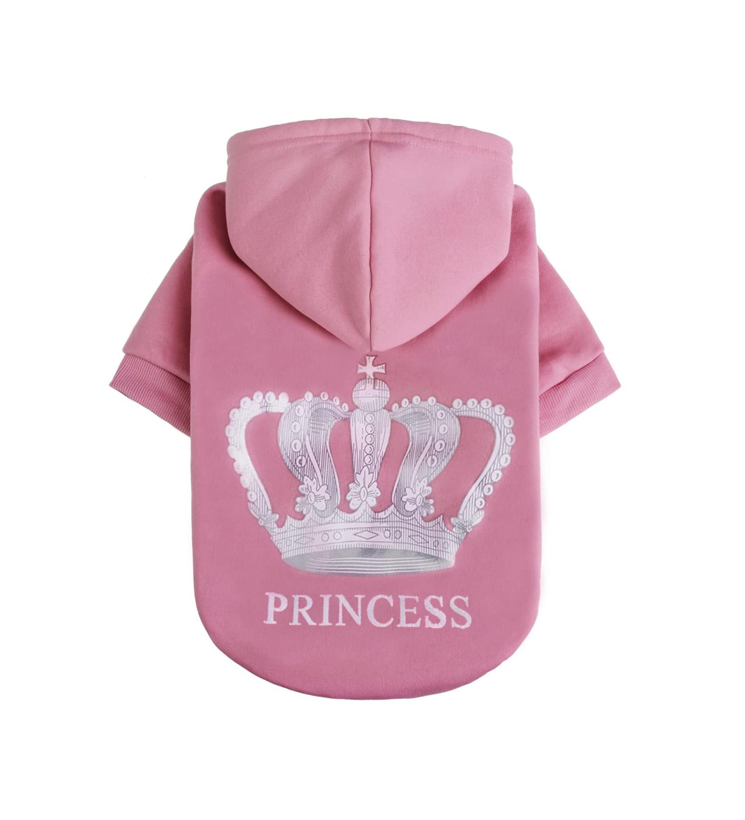 EXPAWLORER Princess Dog Hoodie with Leash Hole - Pink Winter Coat for Girl Dogs - Buy Online on SooperMarket.com