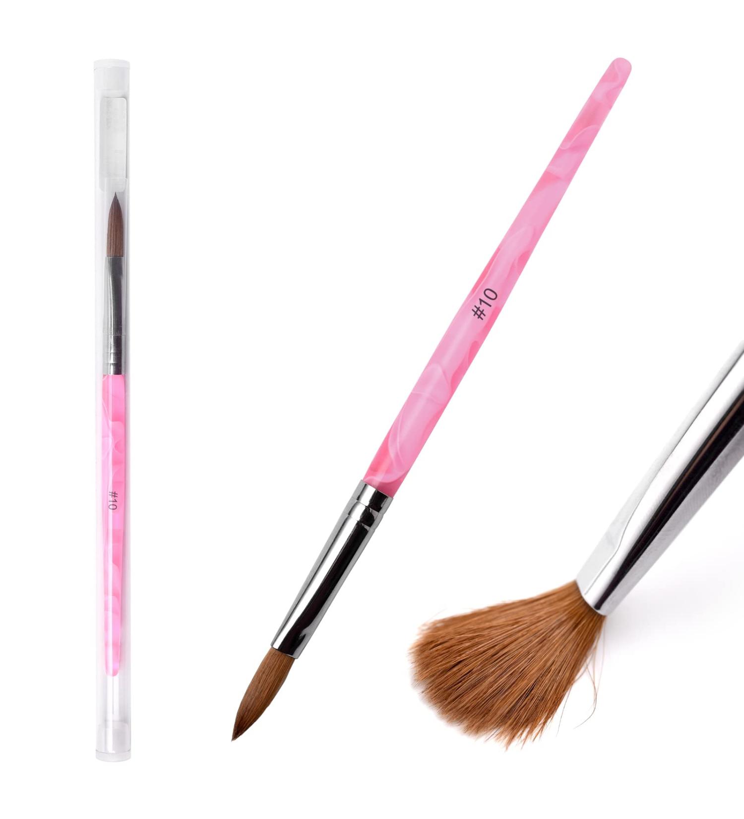 Rolabling Acrylic Nail Brush Size 10 - Kolinsky Sable Manicure Tool in Pink | Pack of 1 - Buy Online on SooperMarket.com