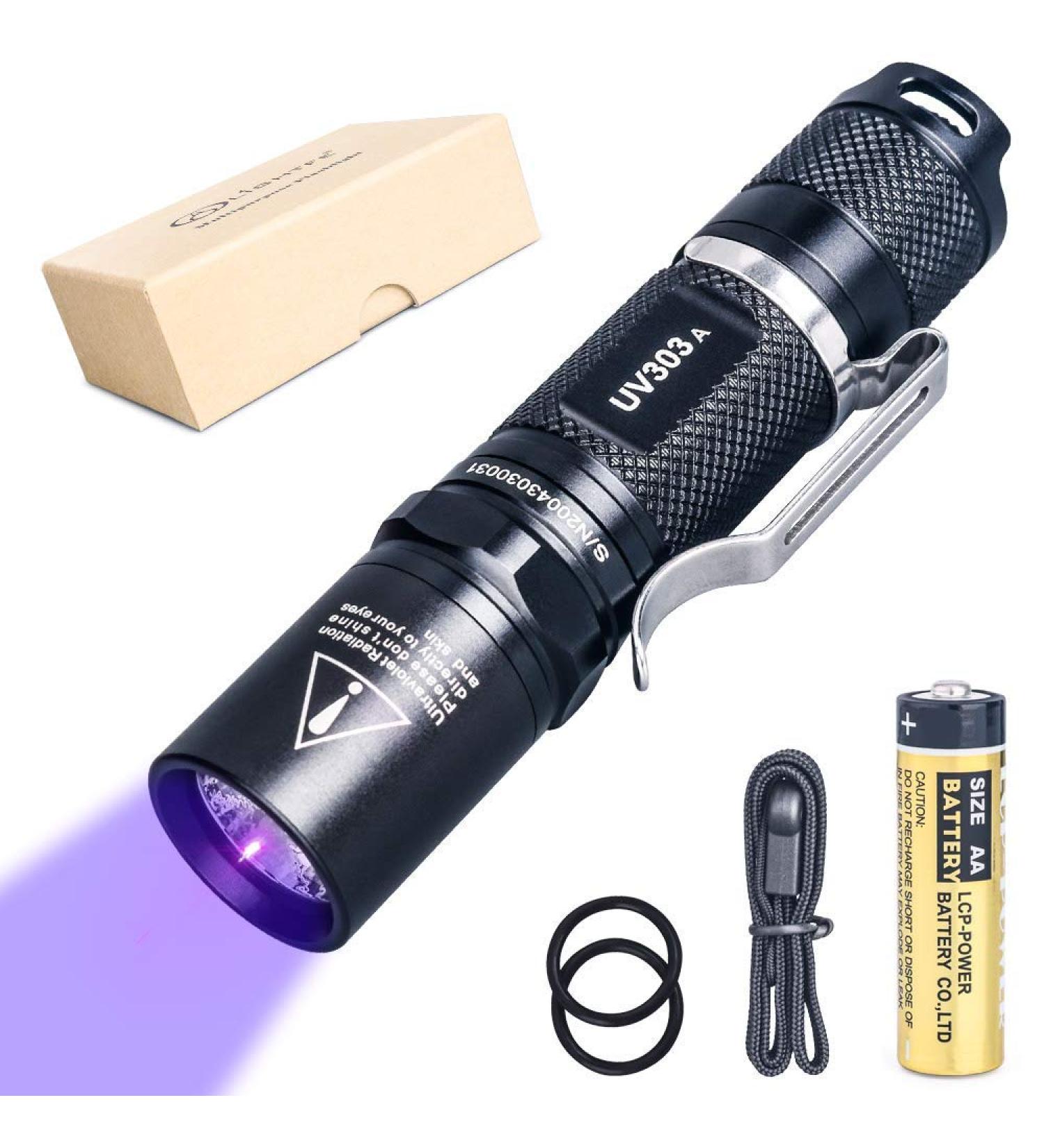 LIGHTFE Blacklight 395nm UV Flashlight UV303A with High Power Output Pure Beam UV Light Torch for Glue Curing Rock and Mineral Fluorescent Glowing Pet Urine Detector Light AC Leak Detector - Buy Online on SooperMarket.com