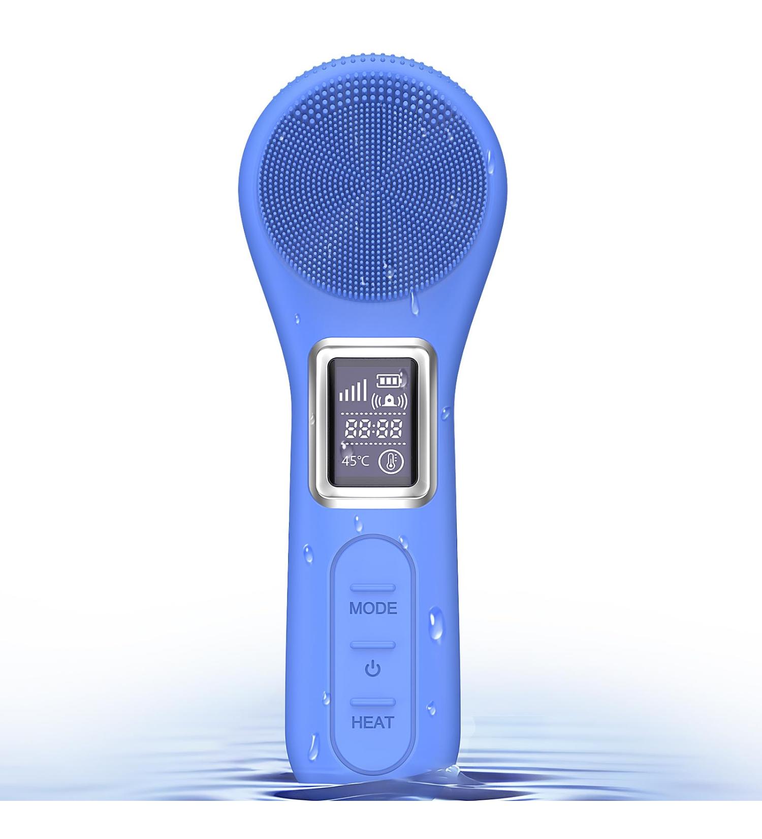 Silicone Face Scrubber Electric Facial Cleansing Brush Waterproof and Rechargeable Face Scrub Brush with LCD Screen for Cleansing Massaging Men & Women Gifts
