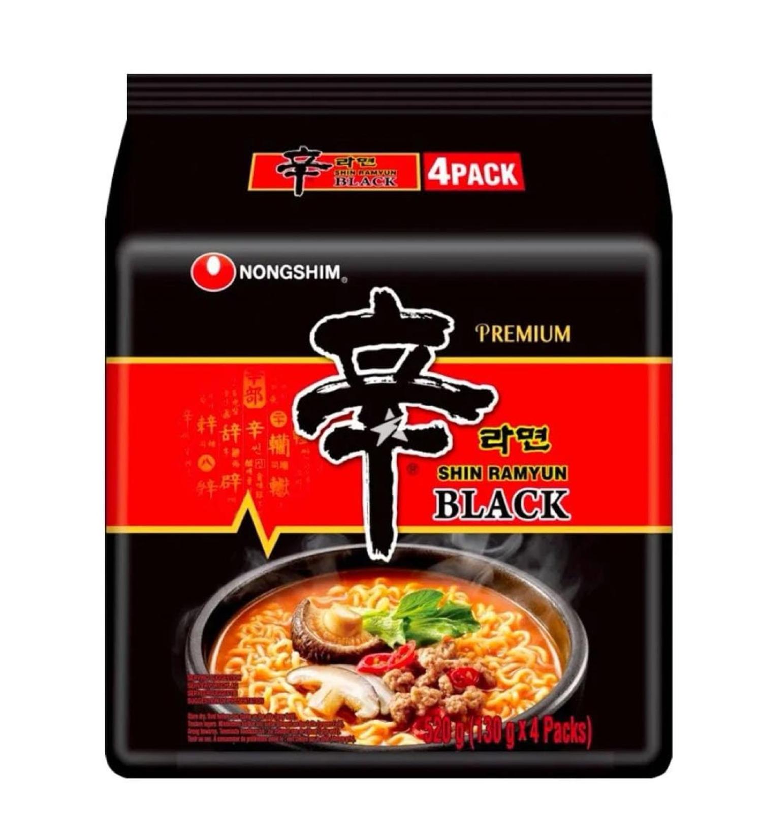 Nongshim SHIN BLACK Ramyun Premium Ramen Korean Spicy Instant Noodles 130g (Pack Of 4) HALAL - Buy Online on SooperMarket.com