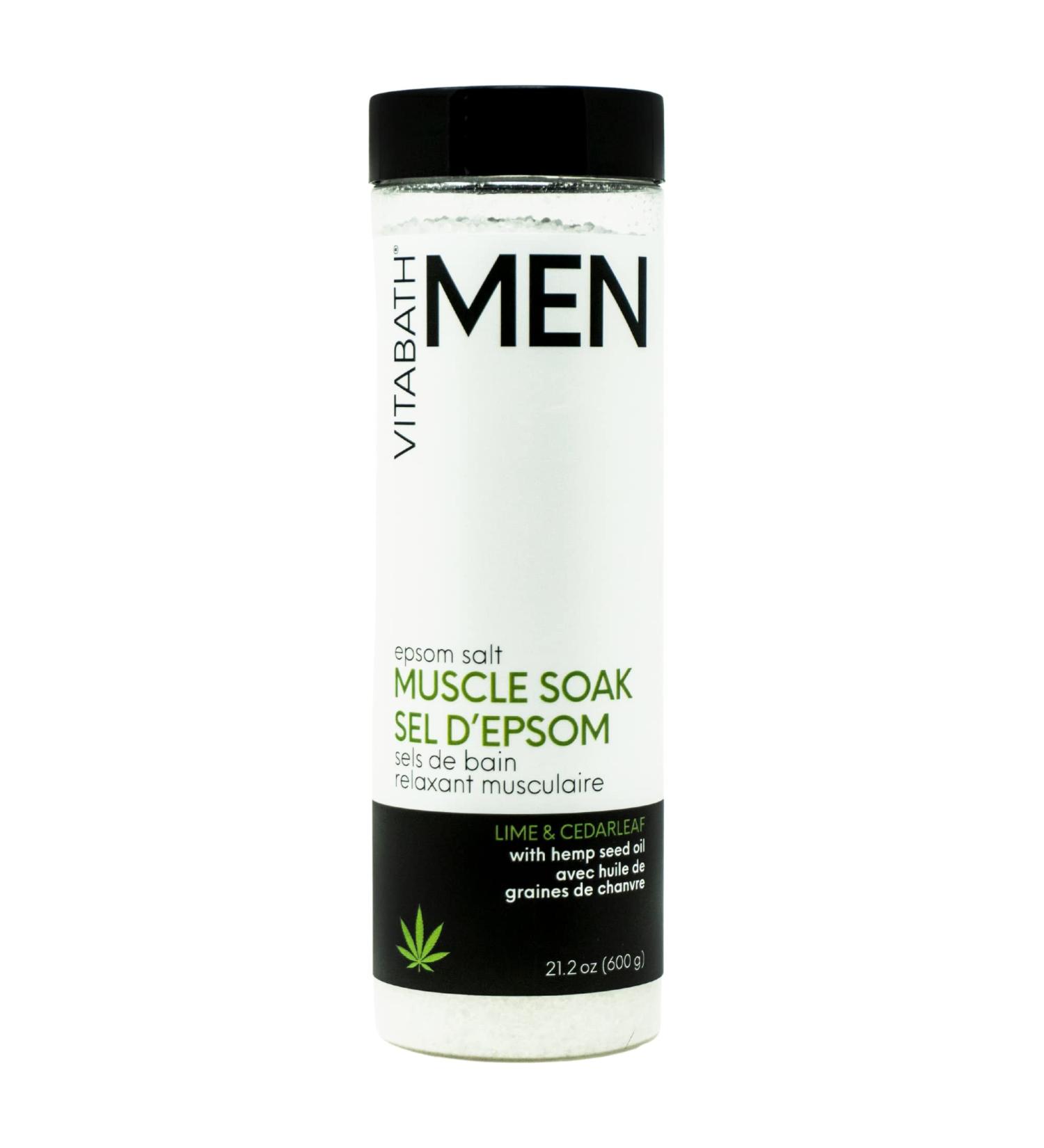 Vitabath Men's Lime & Cedarleaf Epsom Salt Muscle Soak - Soothing Workout Recovery & Relaxation - 21.2 oz - Buy Online on SooperMarket.com