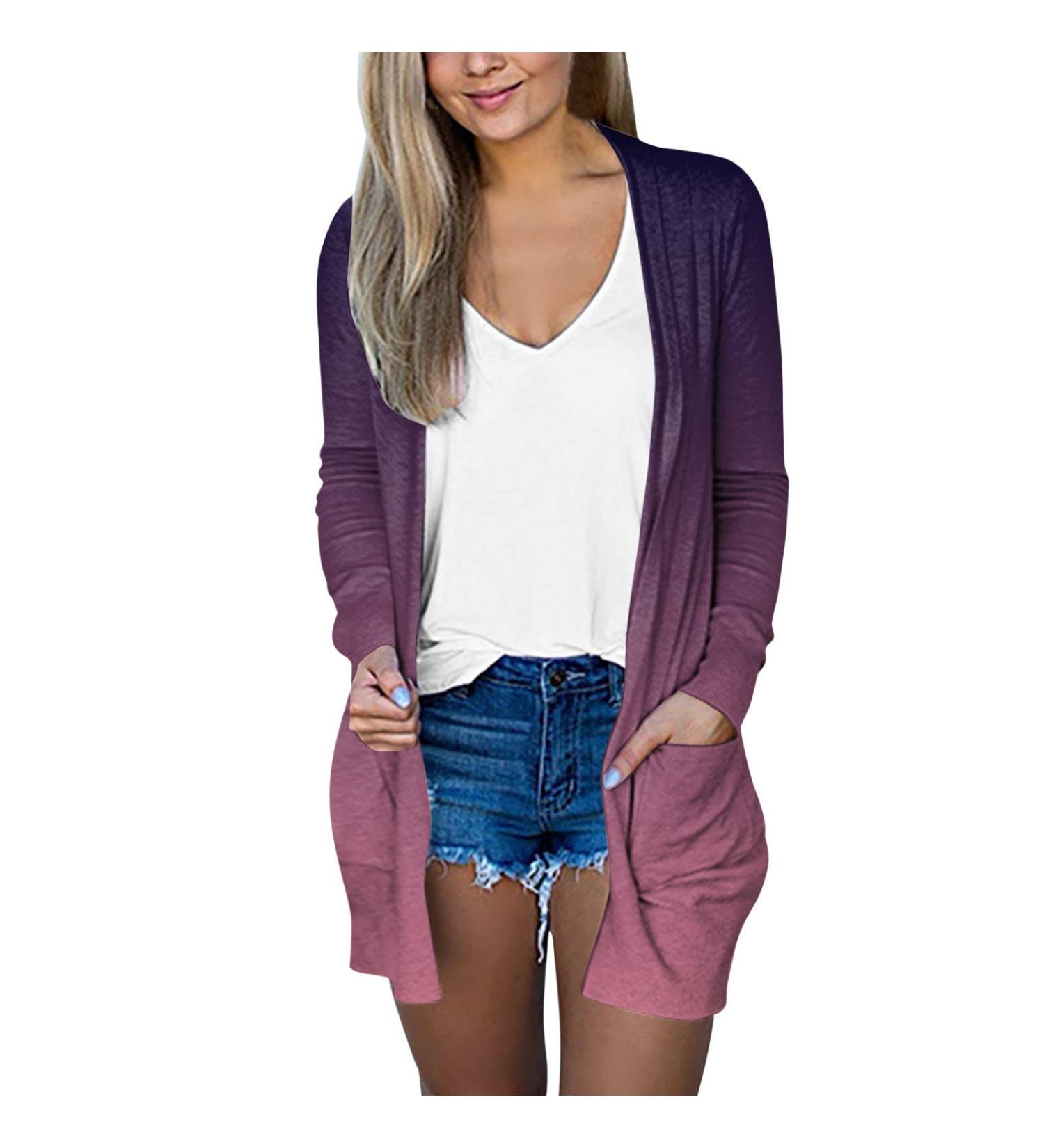 Long Shirt Outerwear Top Thin Warm Knitted Coat Women's Blouse V-Neck Shirt Tunic Long Women's Tunic Women's Shirt Casual Checked Shirt Women's Winter Chunky Knit Jacket H-pink M - Buy Online on SooperMarket.com