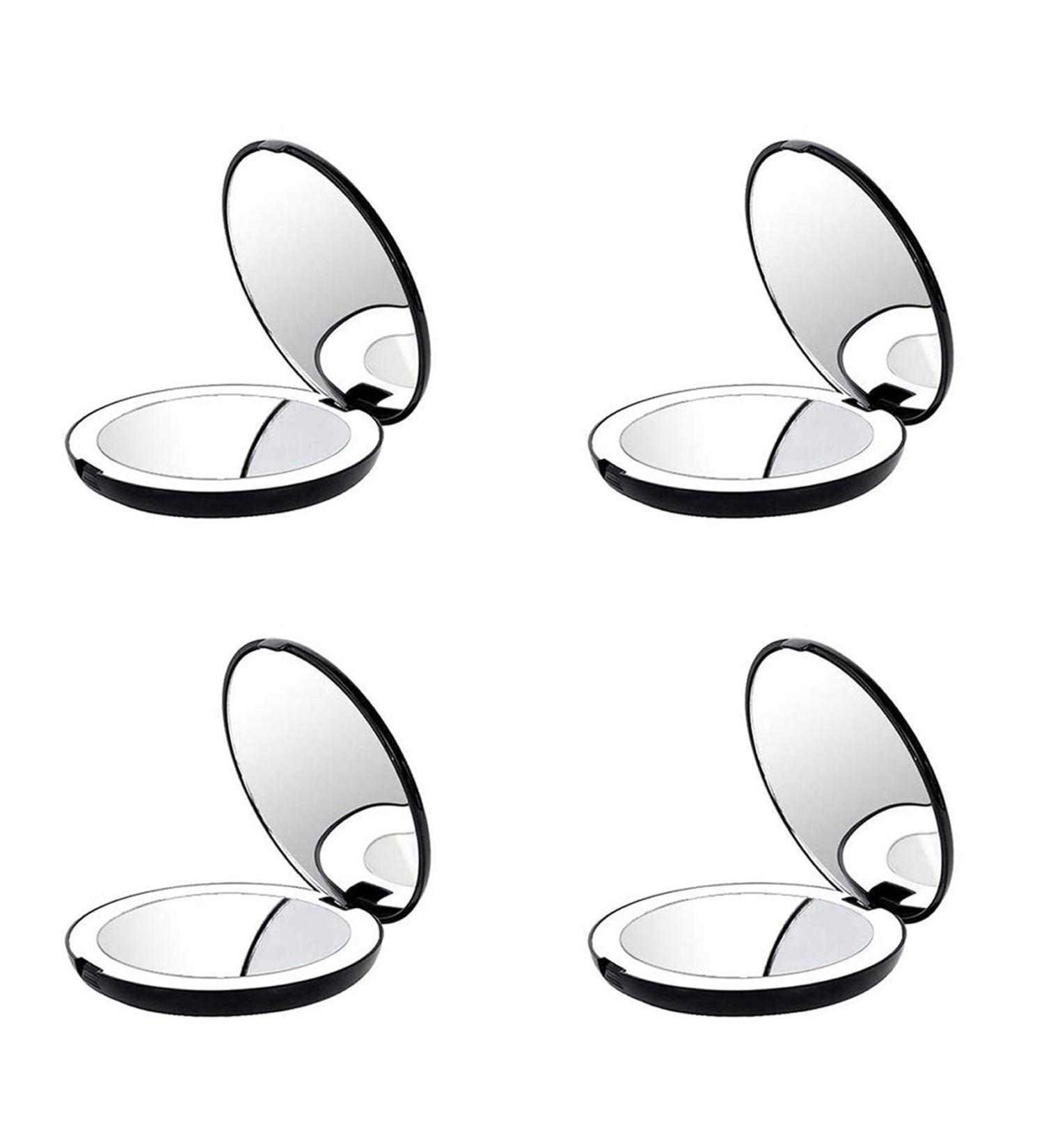 Ronlok 4X Portable Folding Mirror with LED Light Makeup Mirror 10X Magnifying Glass 12 Lamp Bead Mini Mirror Black - Buy Online on SooperMarket.com