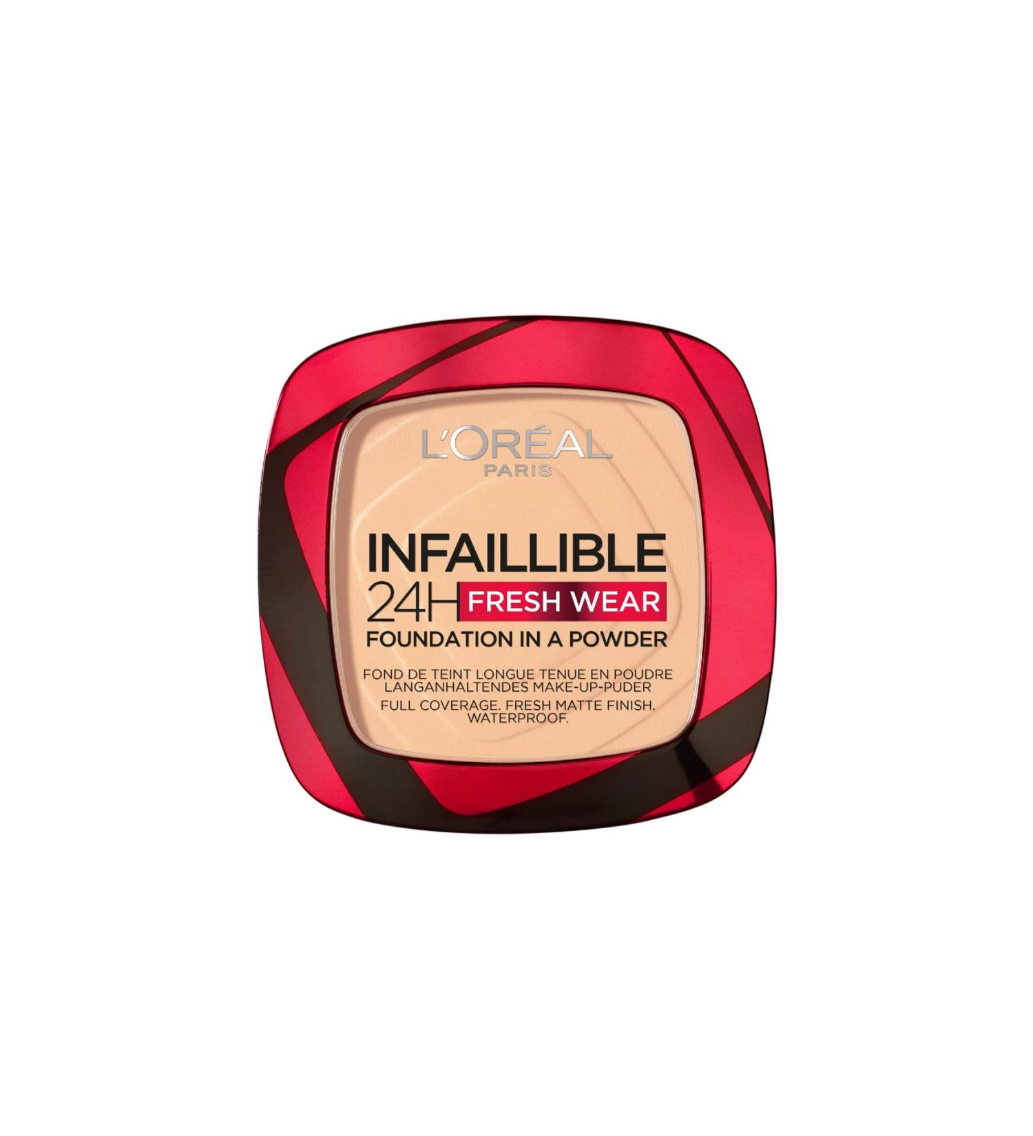 L'Or al Paris Infallible 24H Fresh Wear Foundation in a Powder Full-coverage Longwear Weightless Smooth Finish Water-proof and Transfer-proof 40 Cashmere 40 Cashmere 9 g (Pack of 1) - Buy Online on SooperMarket.com