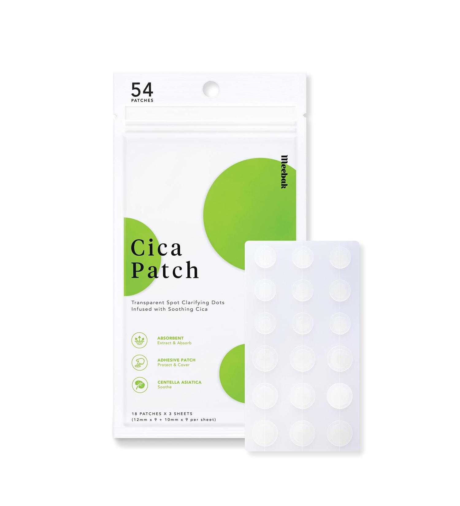 Meebak Cica Acne Pimple Patch for Face - 54 Count | Acne Spot Treatment for Blemishes and Zits - Buy Online on SooperMarket.com