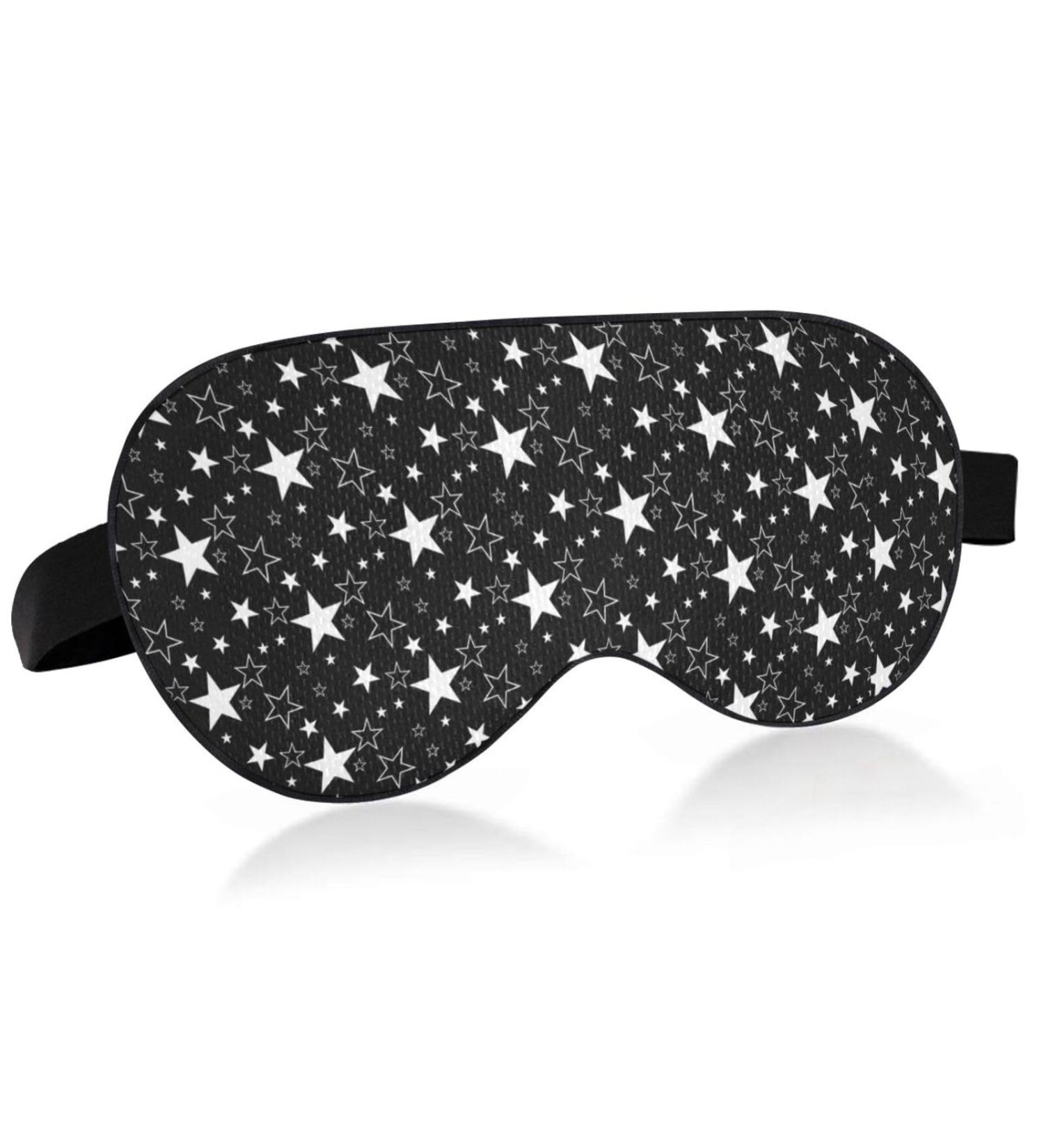Haskirky Light Blocking Eye Mask - Adjustable Adult Men and Women Travel Mask - Ideal for Business Trips, Meditation, Yoga, and Office - Deep Sleep Goodies - White Stars - Buy Online on SooperMarket.com