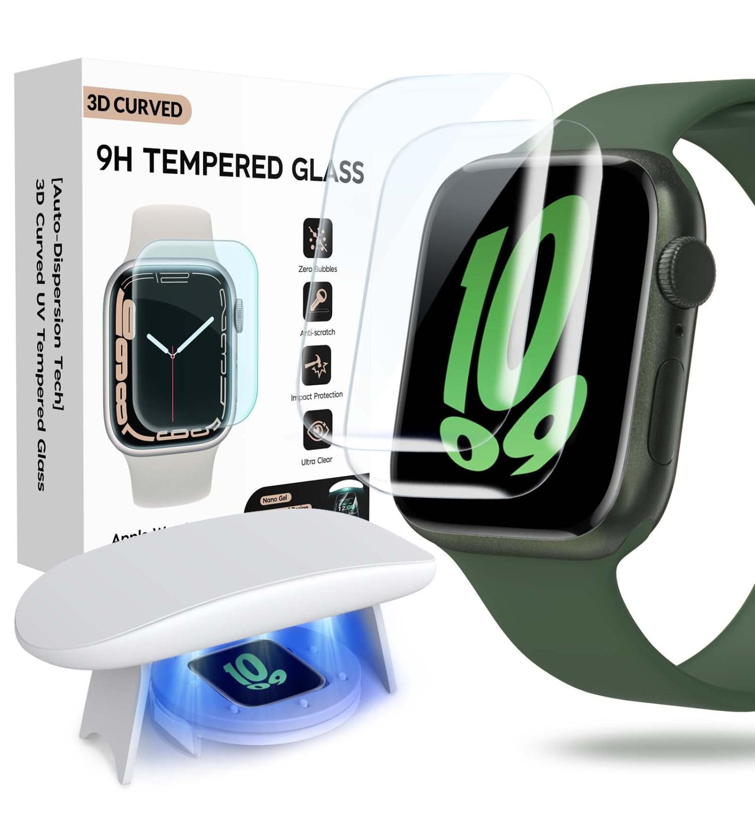Flokinice Apple Watch Series 8/7 45mm Screen Protector - 2 Pack | Anti-Fog, Waterproof, Tempered Glass | Full Coverage, Scratch-Hide Tech - Buy Online on SooperMarket.com