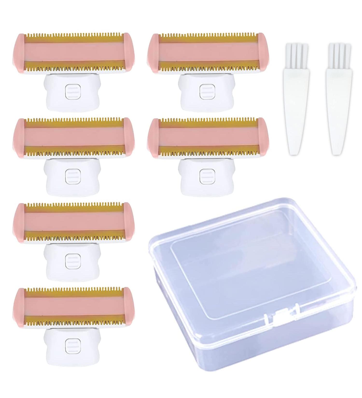 Women Shaver Replacement Heads 6PCS Set - Rechargeable Body Shaver & Trimmer Heads with Clean Brushes - Compatible with Finishing Touch - Storage Box Included - Buy Online on SooperMarket.com