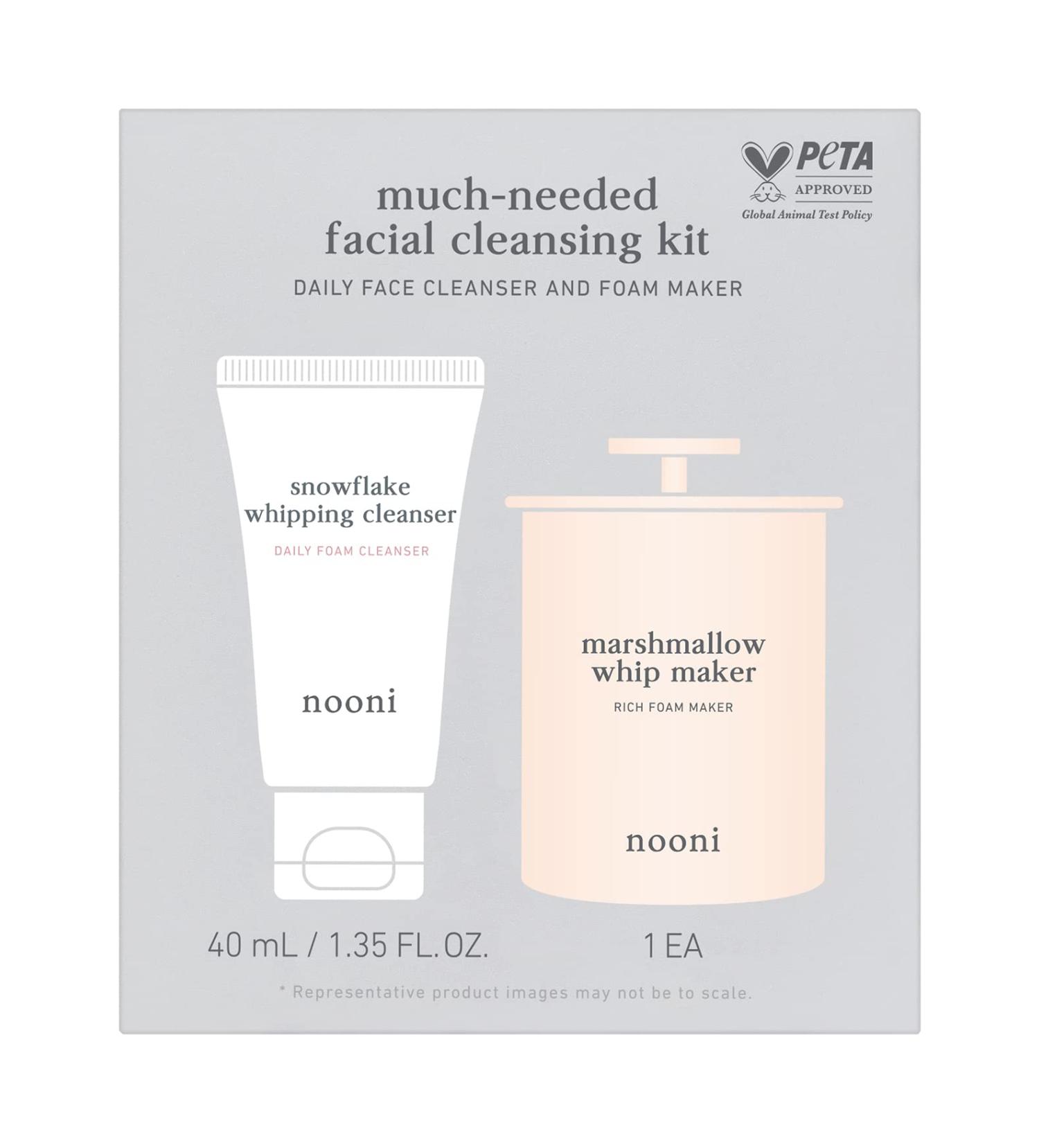 Nooni 2-in-1 Facial Cleansing Kit: Whip Maker & Face Cleanser - Remove Impurities, Daily Routine for All Skin Types - Buy Online on SooperMarket.com