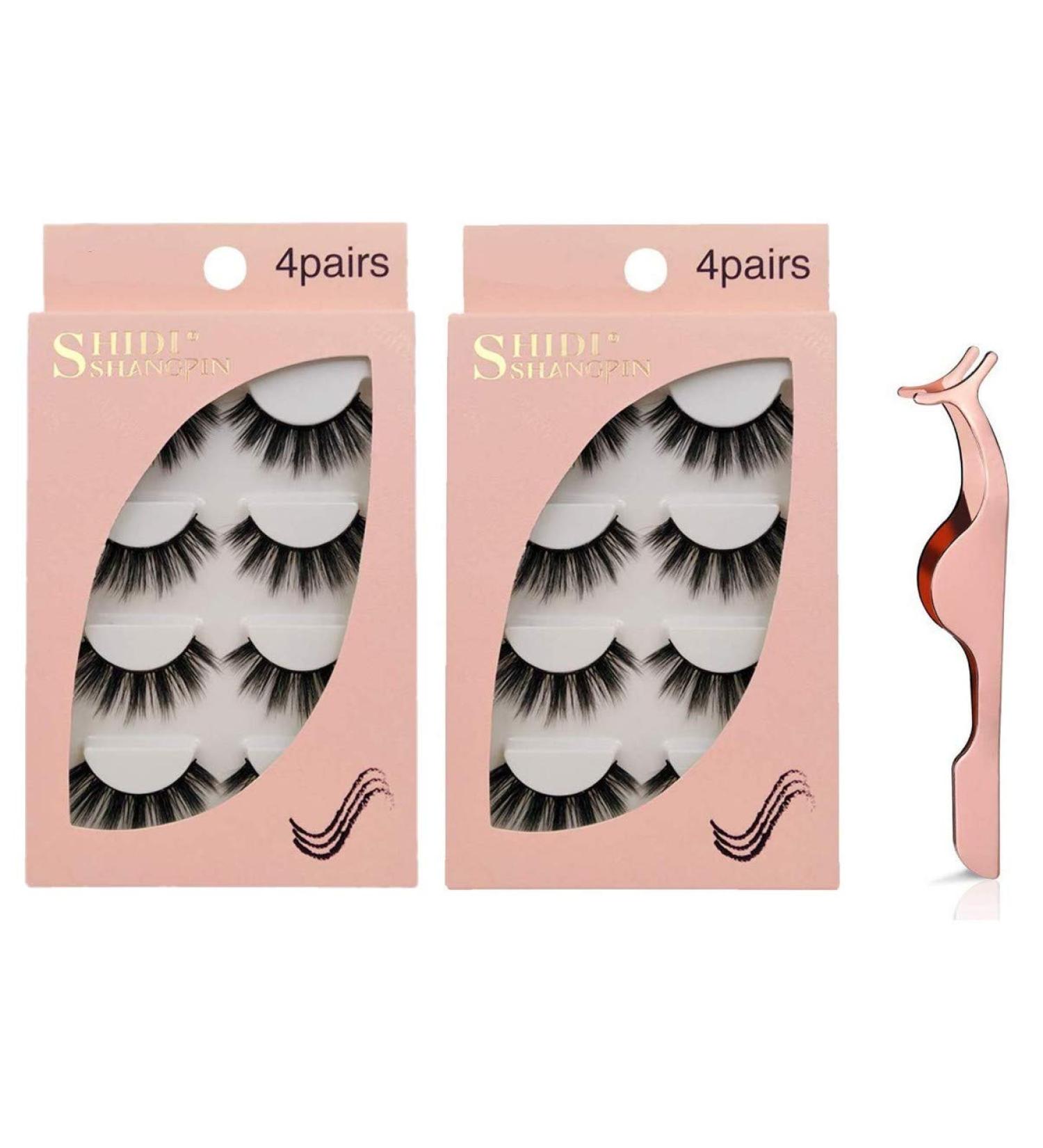 JZK 8 pairs 1.6cm long thick fluffy 3D false eyelashes set reusable fake mink eye lashes with eyelash applicator tweezers G106 G106 1.6cm - Buy Online on SooperMarket.com