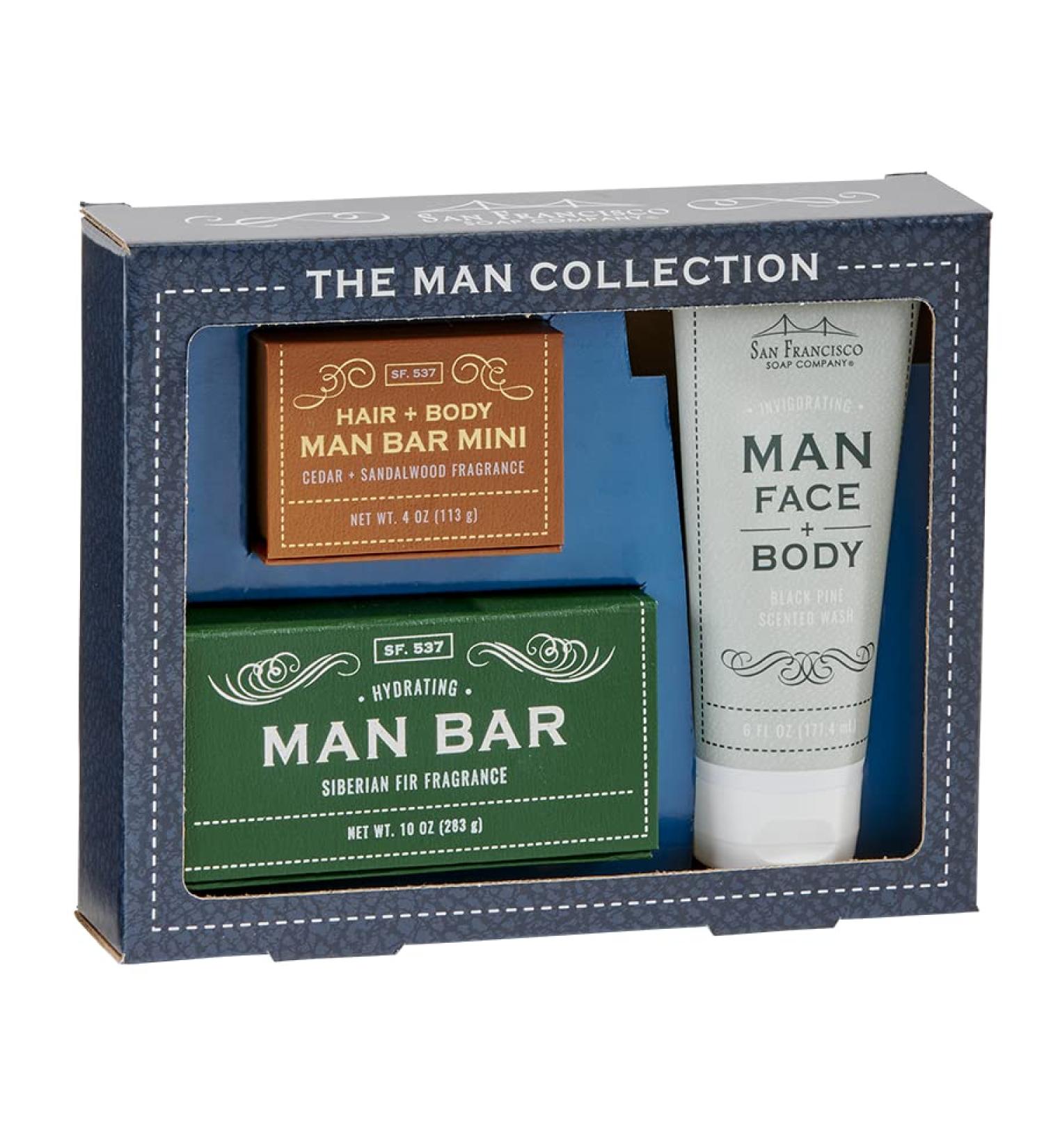 San Francisco Soap Company The Man Collection Set (Blk Pine  Siberian  Cedar)